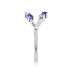 Blue Sapphire Platinum Diamond Engagement Ring JL PT LR 7009