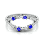 Load image into Gallery viewer, Blue Sapphire Platinum Diamond Engagement Ring JL PT LR 7009
