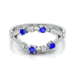 Blue Sapphire Platinum Diamond Engagement Ring JL PT LR 7009