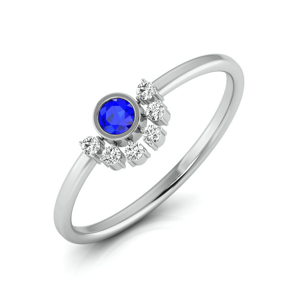 Blue Sapphire Platinum Diamond Engagement Ring JL PT LR 7013  VVS-GH-Women-s-Band-only Jewelove