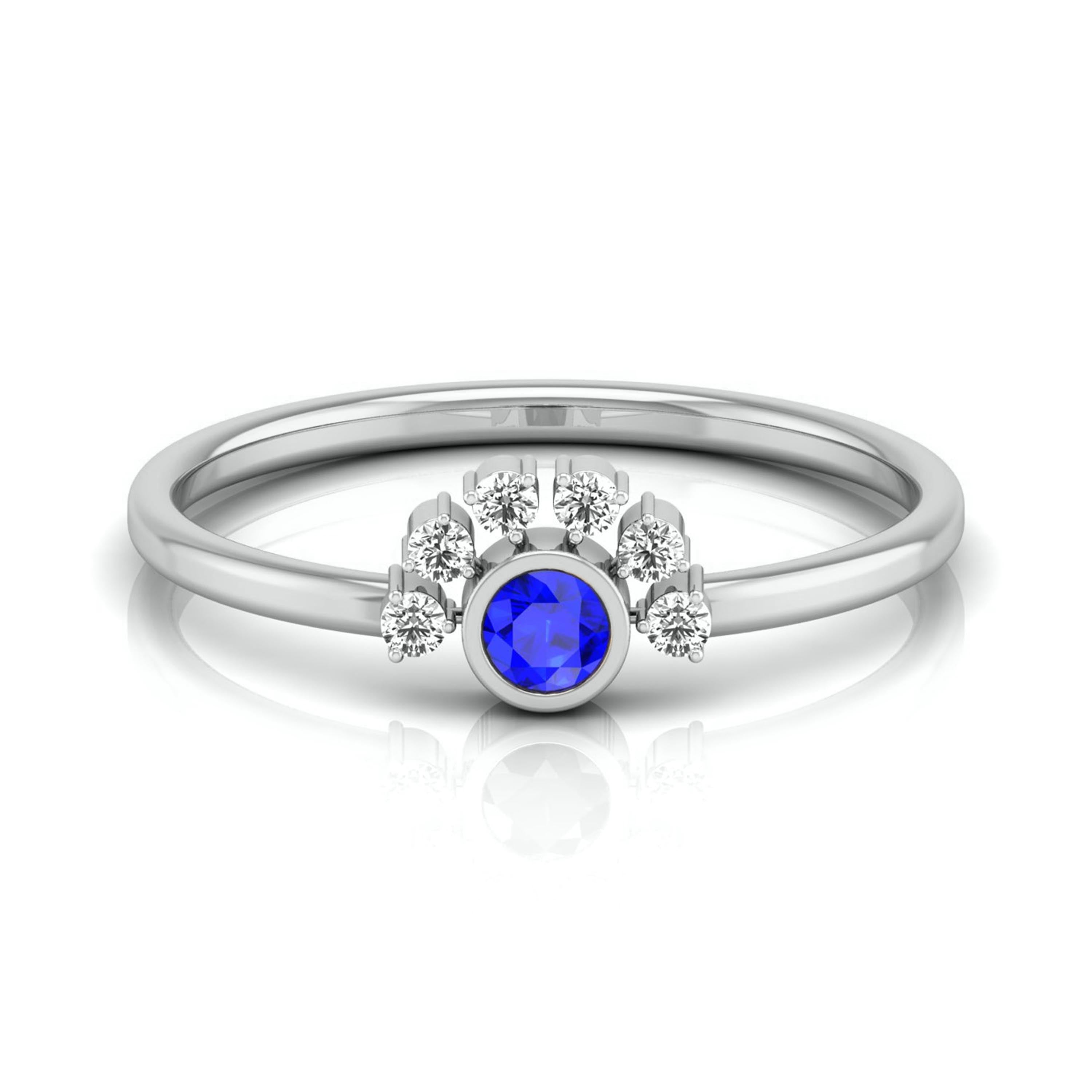 Blue Sapphire Platinum Diamond Engagement Ring JL PT LR 7013