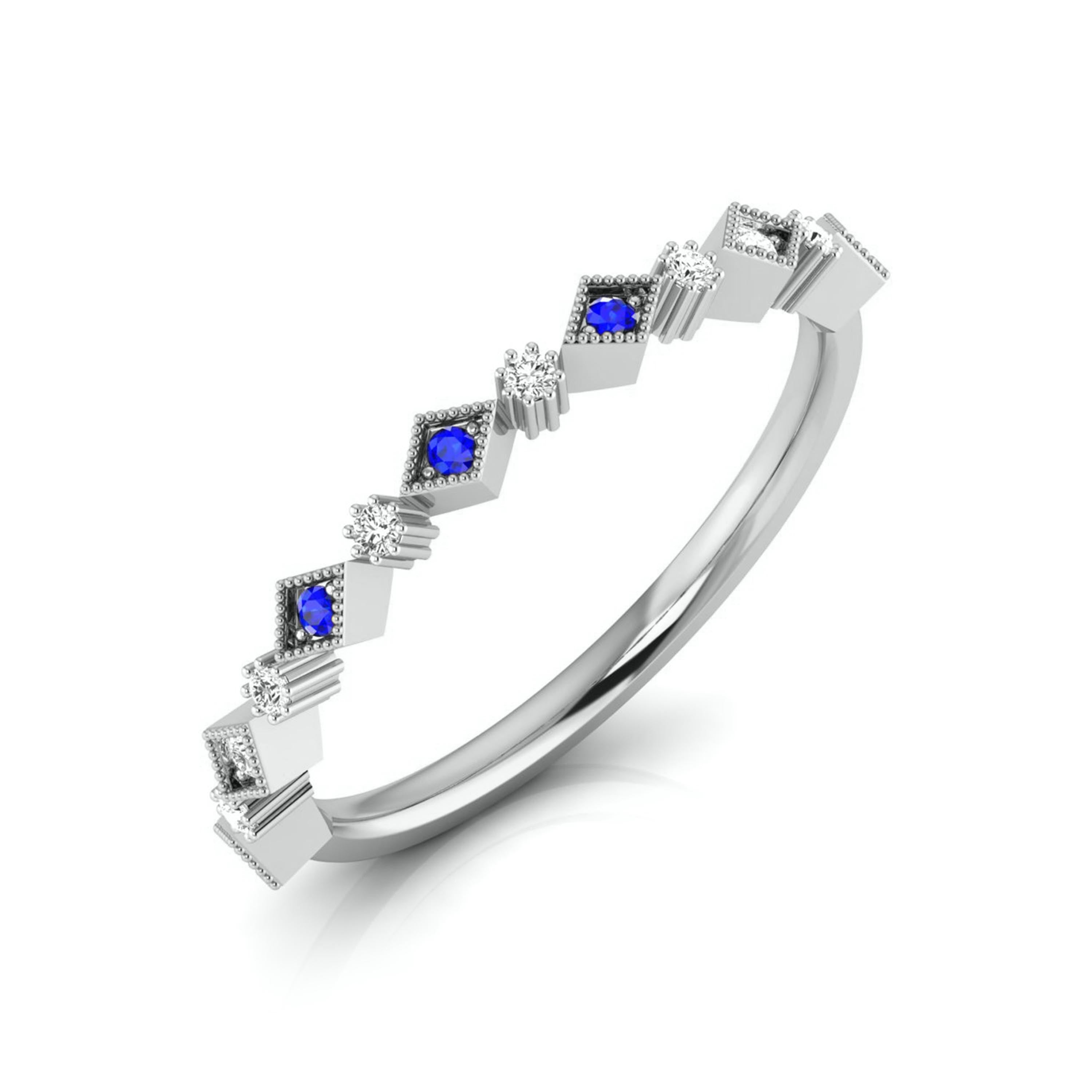 Blue Sapphire Platinum Diamond Engagement Ring JL PT LR 7017