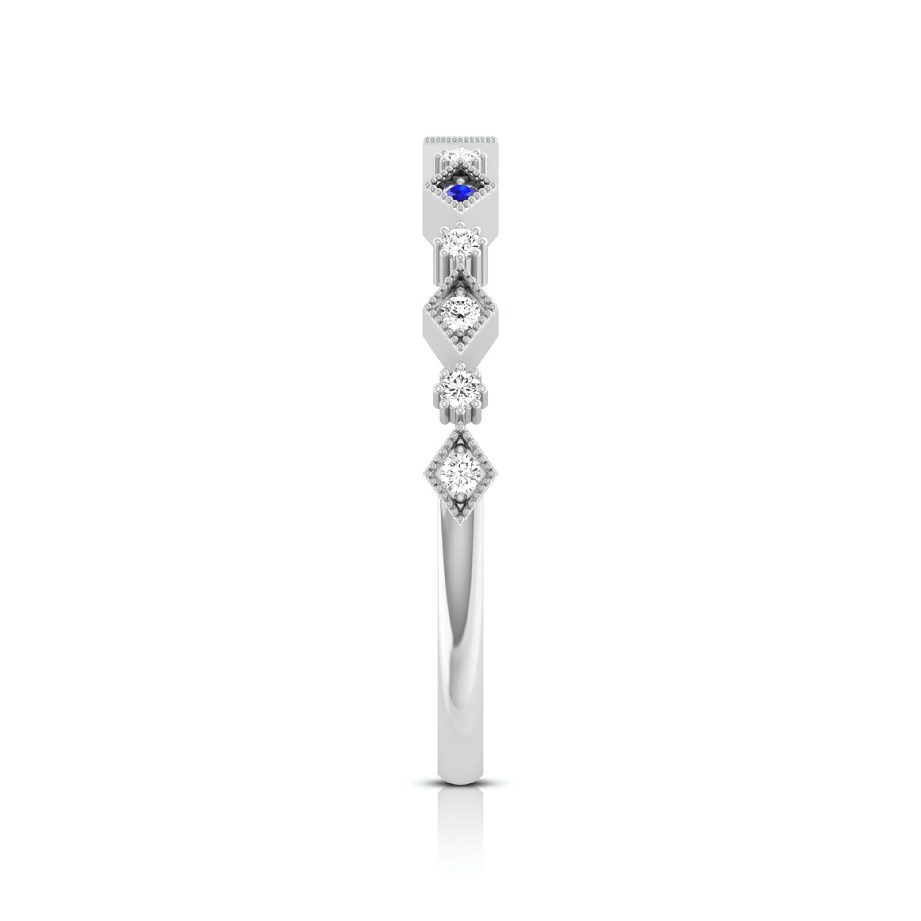 Blue Sapphire Platinum Diamond Engagement Ring JL PT LR 7017
