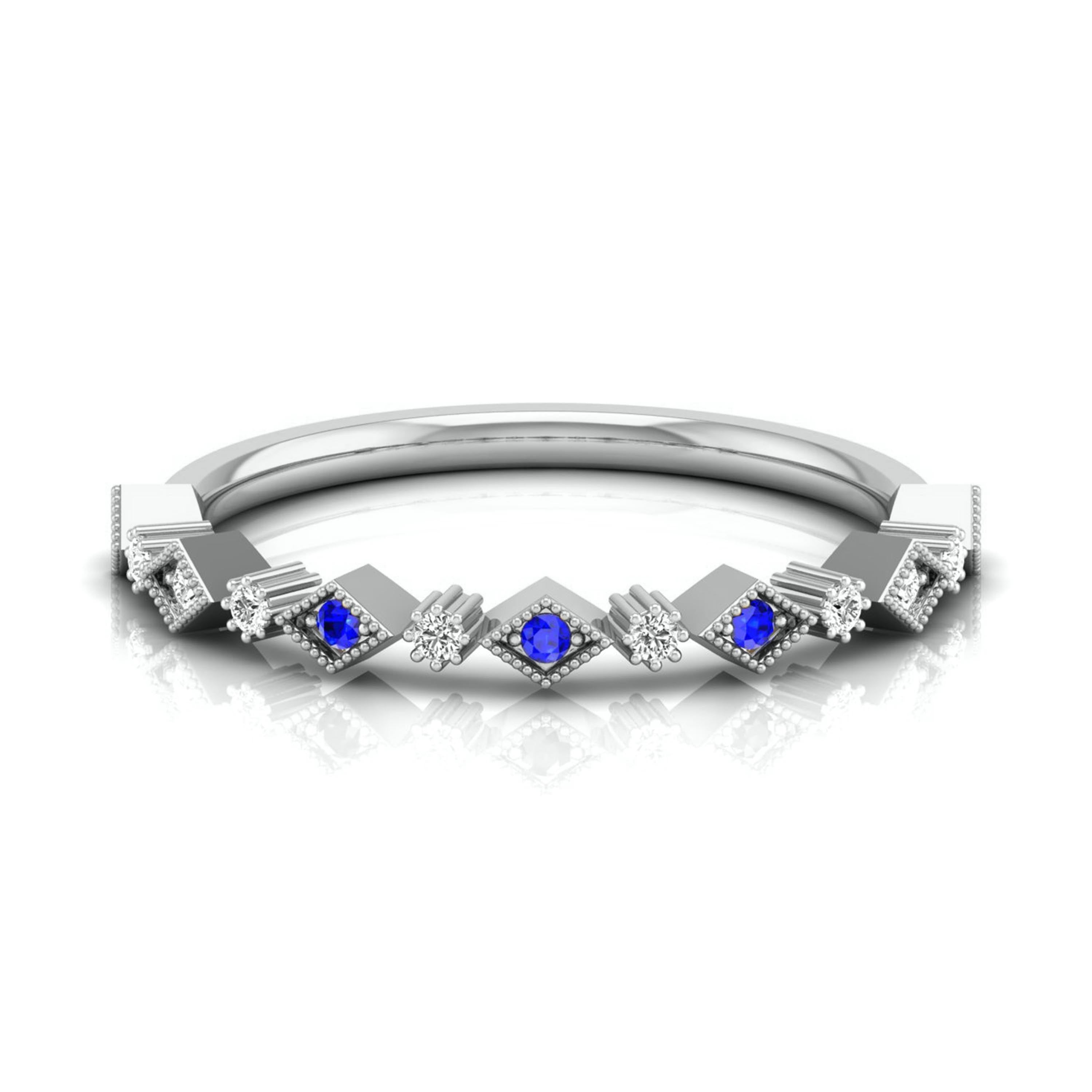 Blue Sapphire Platinum Diamond Engagement Ring JL PT LR 7017
