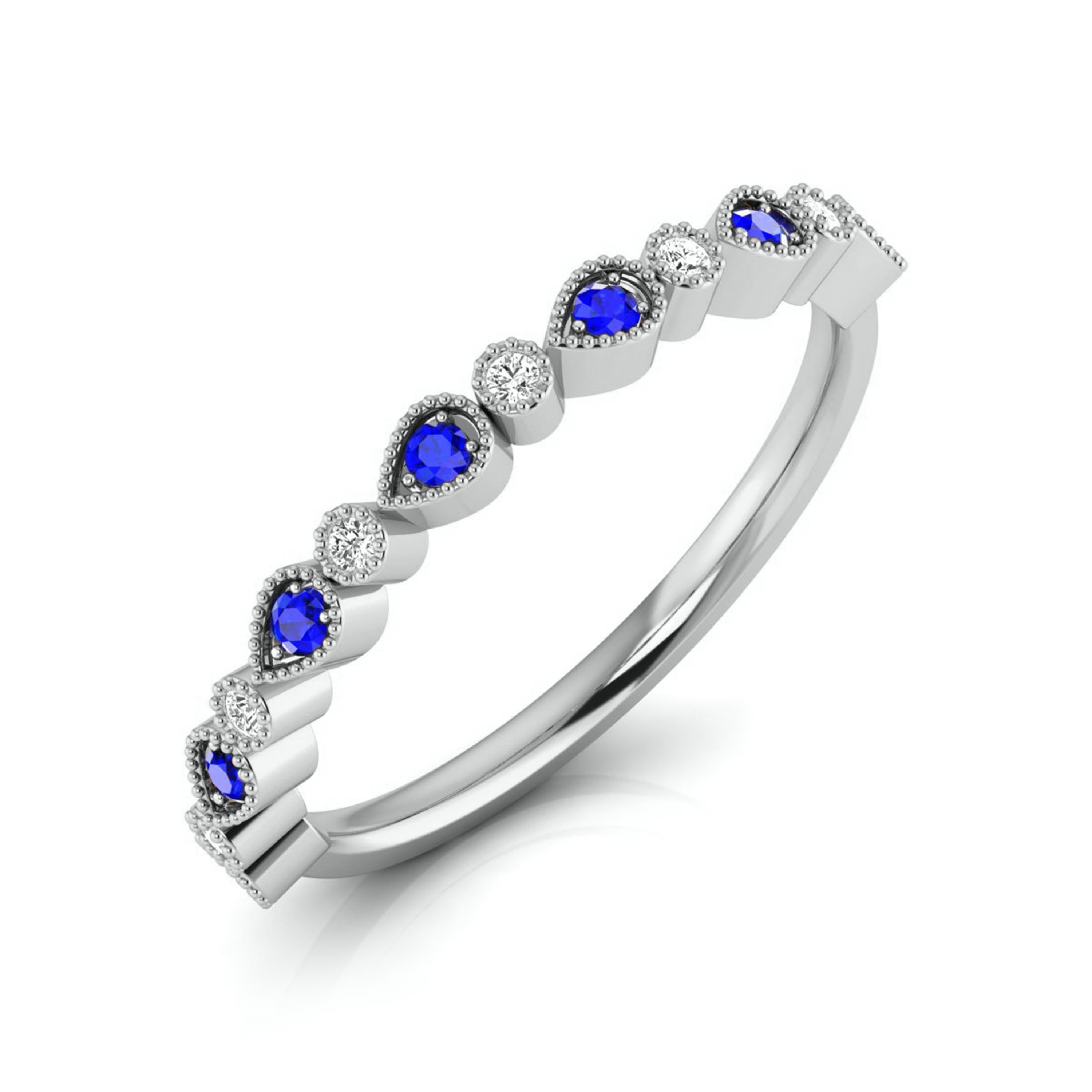 5 Blue Sapphire Platinum Diamond Engagement Ring JL PT LR 7018   Jewelove