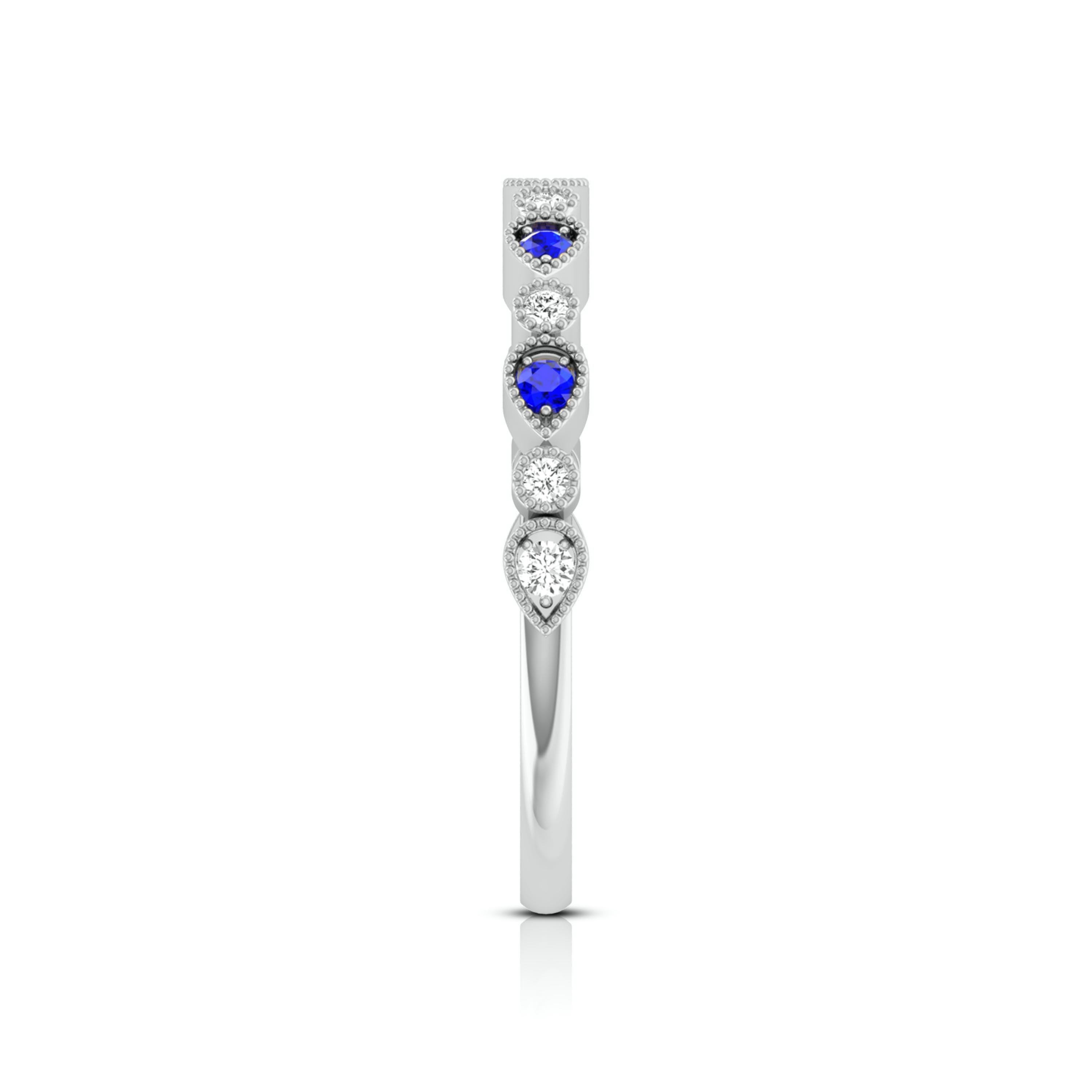 5 Blue Sapphire Platinum Diamond Engagement Ring JL PT LR 7018   Jewelove