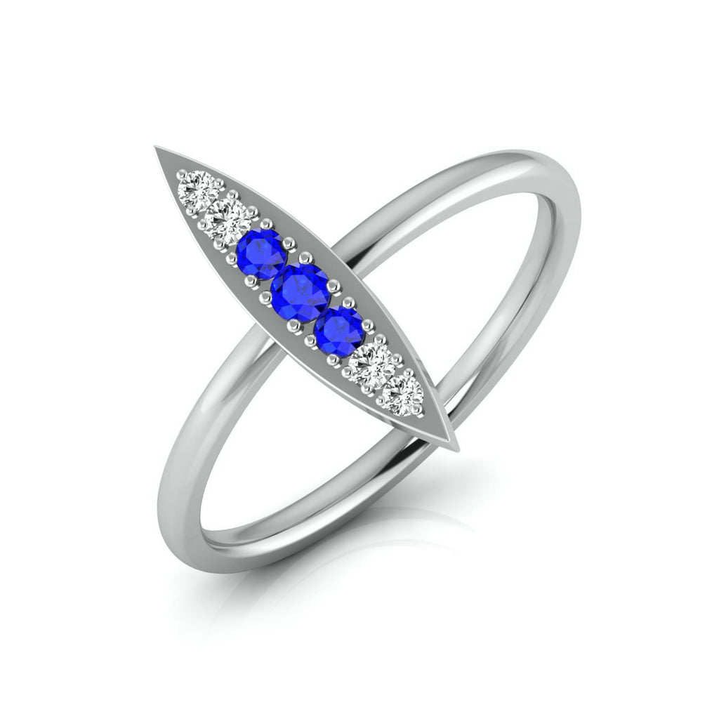 Blue Sapphire Platinum Diamond Engagement Ring JL PT LR 7026   Jewelove