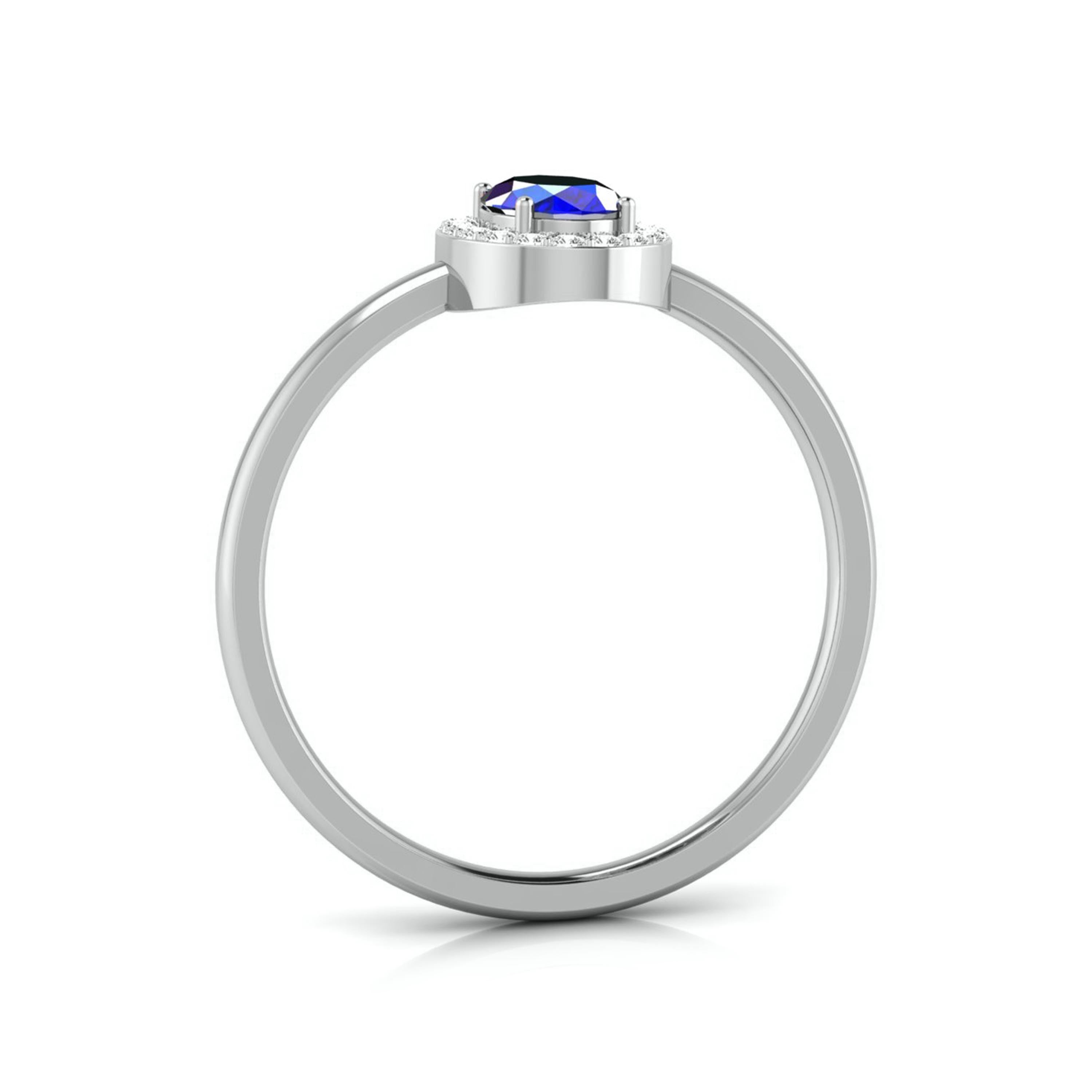 Oval Shape Blue Sapphire Platinum Diamond Engagement Ring JL PT LR 7027