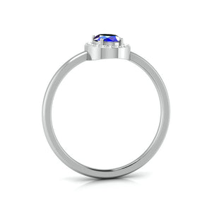 Oval Shape Blue Sapphire Platinum Diamond Engagement Ring JL PT LR 7027