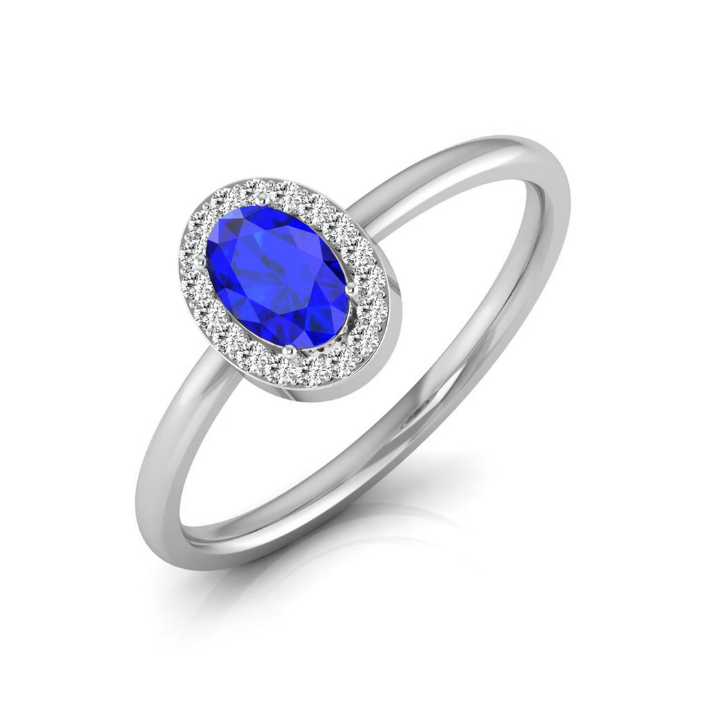 Oval Shape Blue Sapphire Platinum Diamond Engagement Ring JL PT LR 7027  VVS-GH-Women-s-Band-only Jewelove