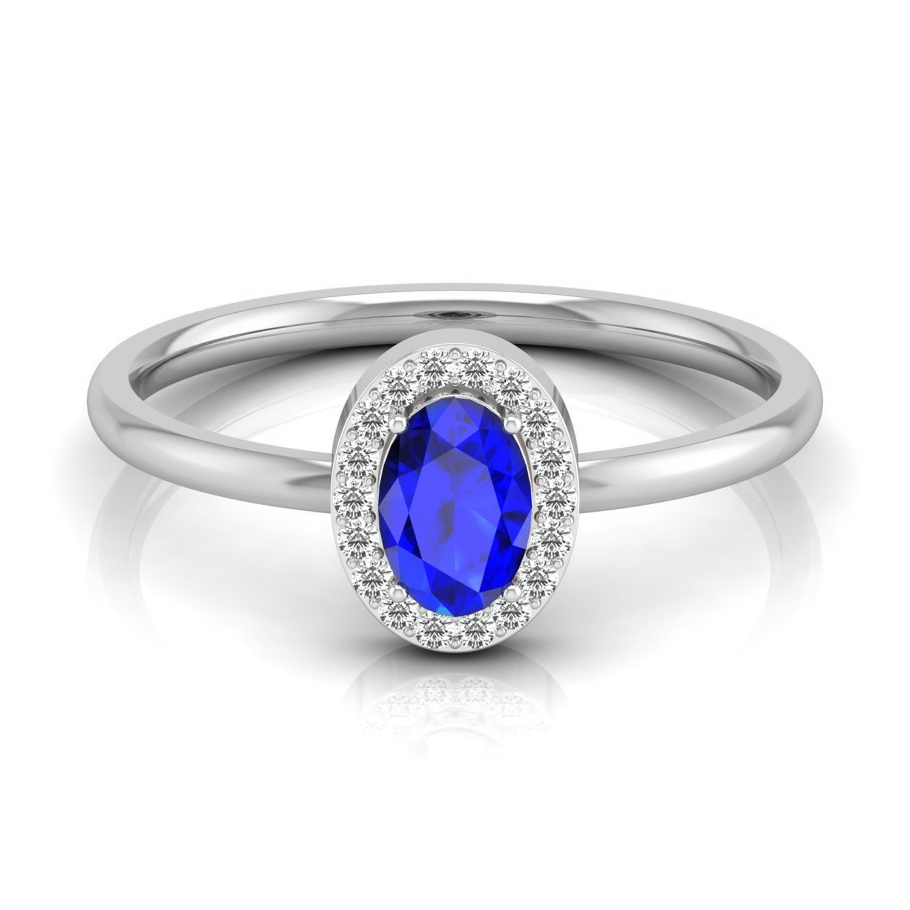 Oval Shape Blue Sapphire Platinum Diamond Engagement Ring JL PT LR 7027