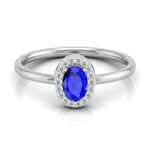 Load image into Gallery viewer, Oval Shape Blue Sapphire Platinum Diamond Engagement Ring JL PT LR 7027

