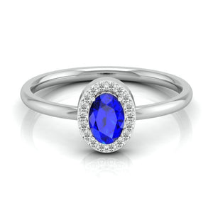Oval Shape Blue Sapphire Platinum Diamond Engagement Ring JL PT LR 7027