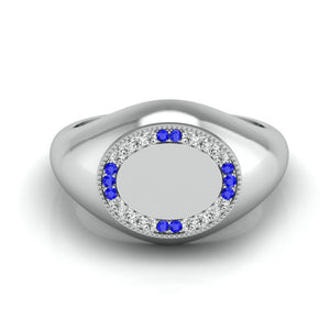 Blue Sapphire Platinum Diamond Engagement Ring JL PT LR 7034