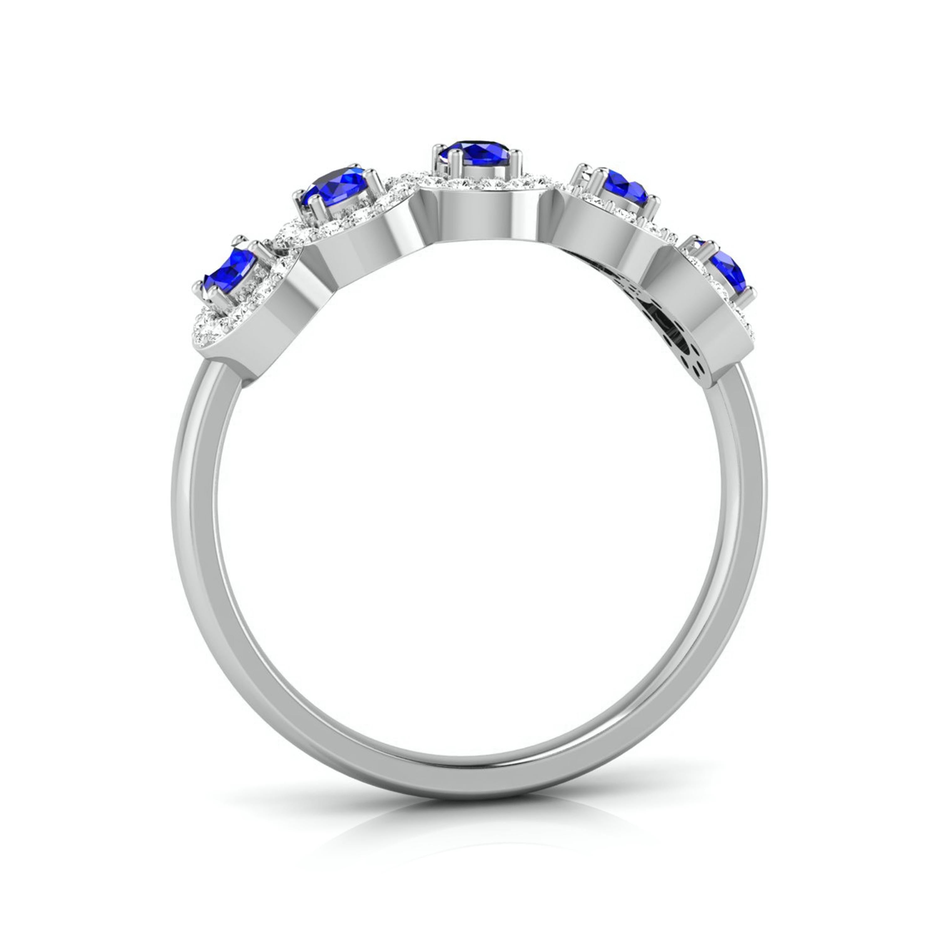 Blue Sapphire Platinum Diamond Engagement Ring JL PT LR 7038