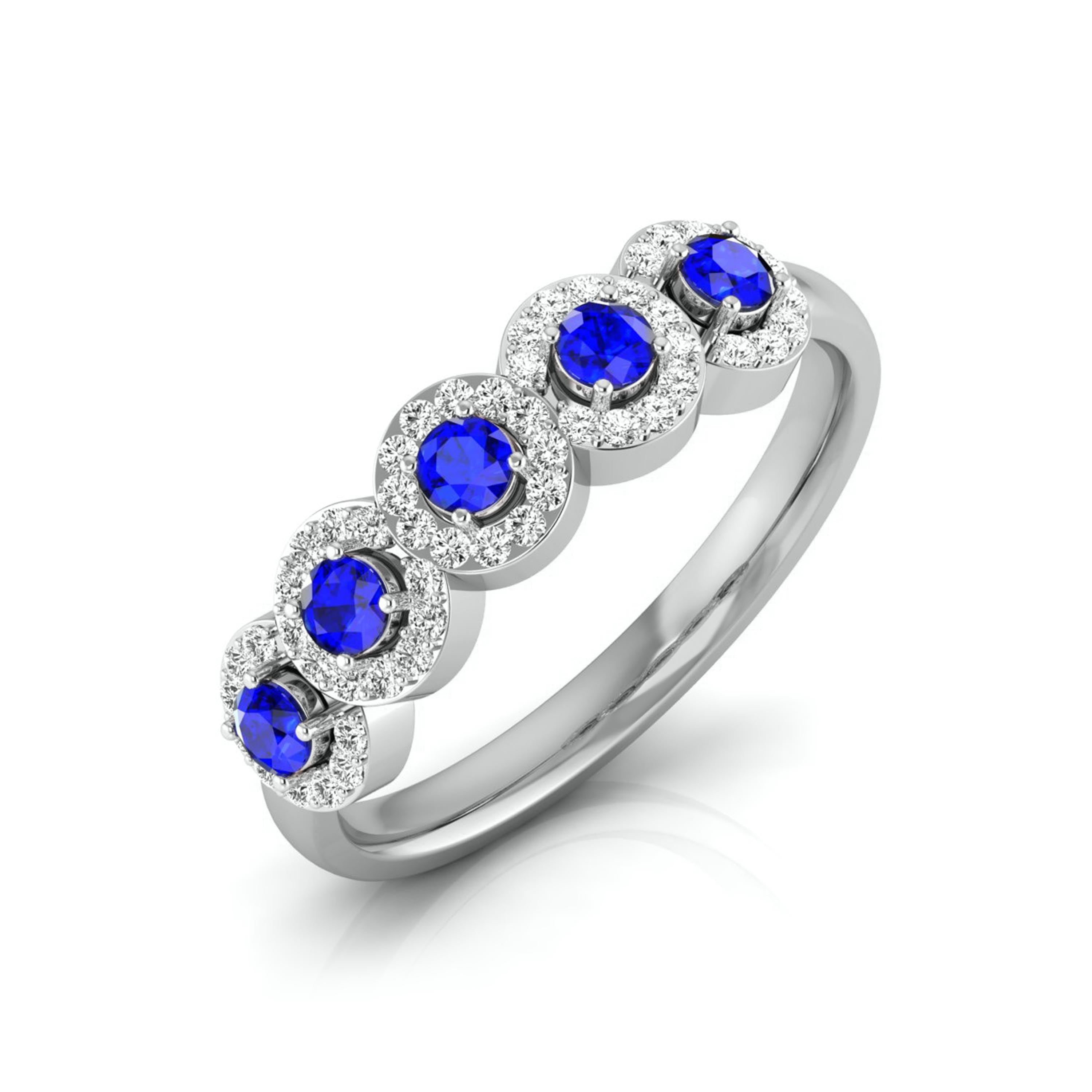 Blue Sapphire Platinum Diamond Engagement Ring JL PT LR 7038