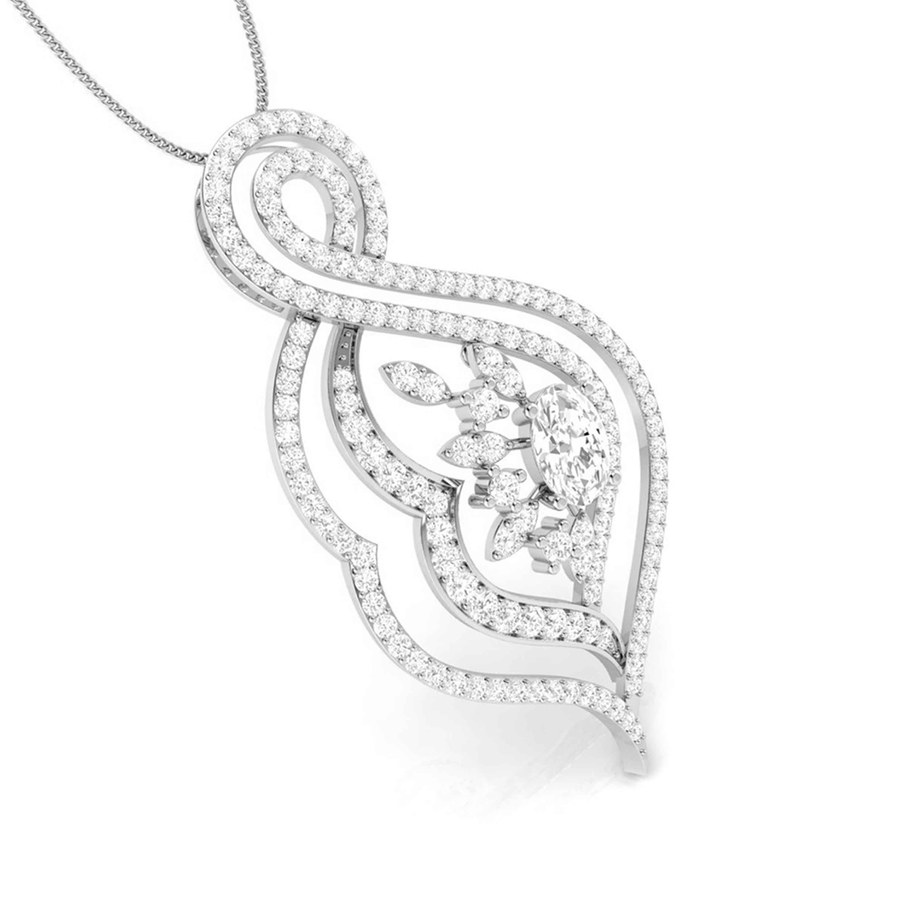 Designer Platinum Diamond Pendant Set JL PT P NL 8479