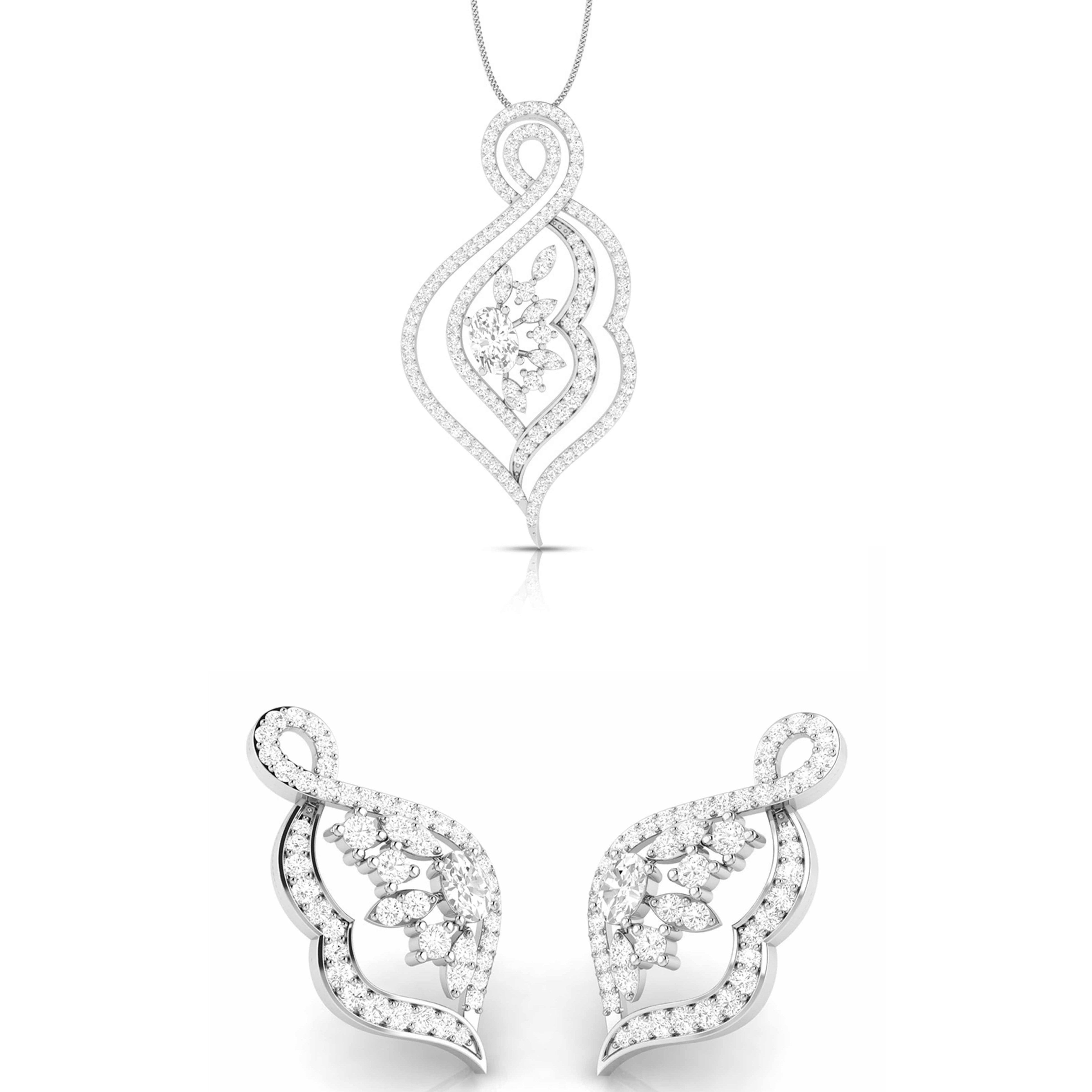 Designer Platinum Diamond Pendant Set JL PT P NL 8479