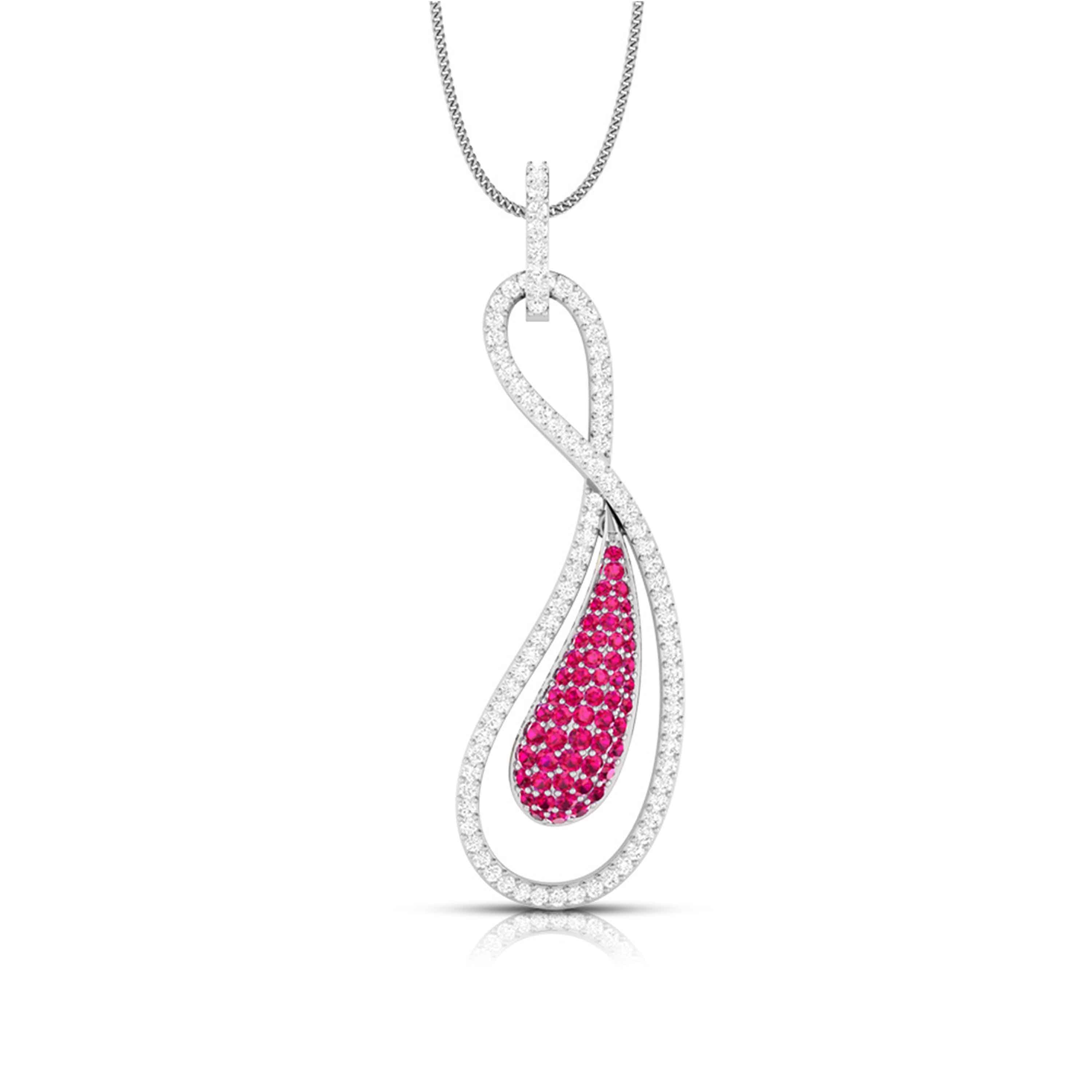 Designer Platinum with Diamond & Ruby Pendant for Women JL PT P NL8523R