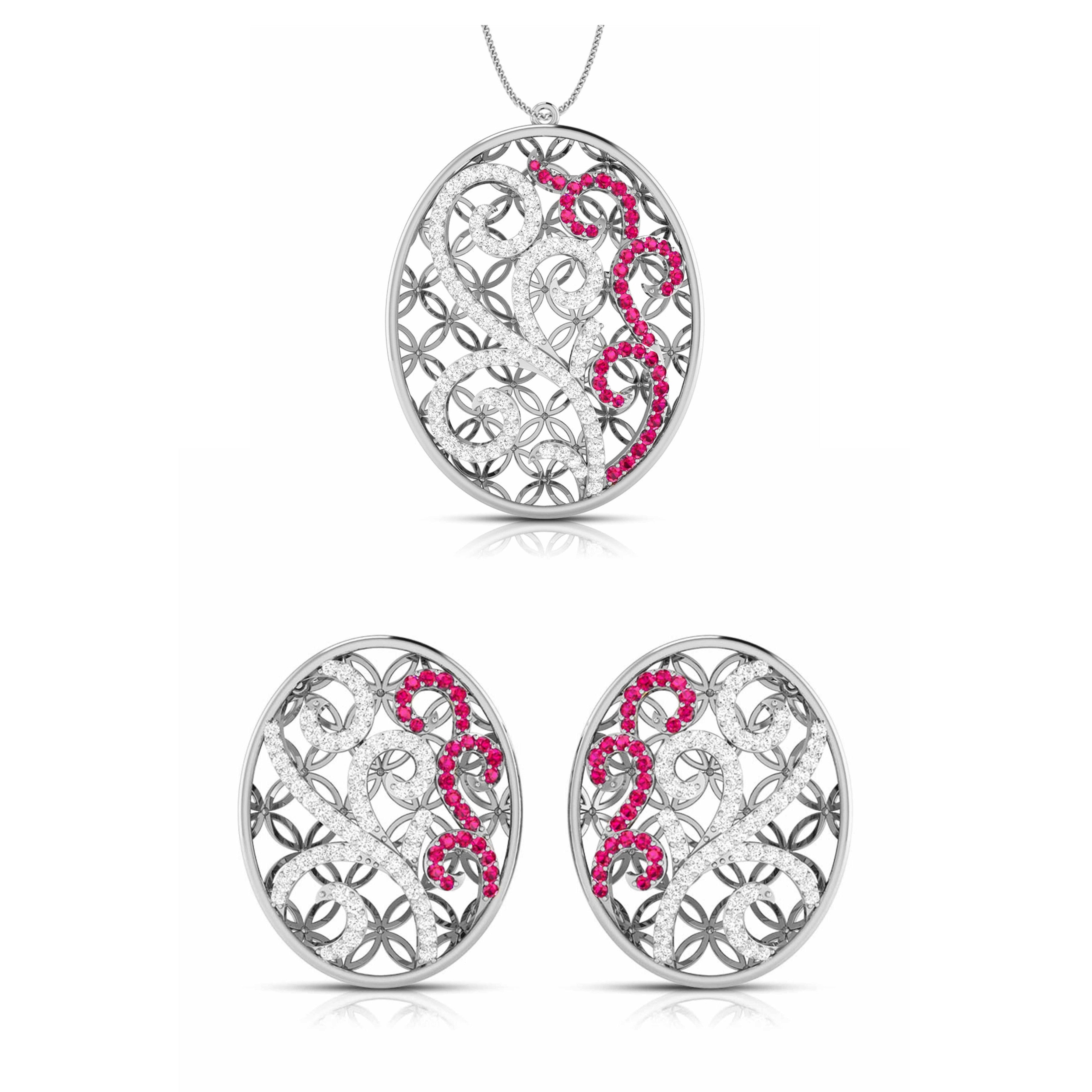 Platinum Diamond Pendant Set with Ruby JL PT PE NL8605R