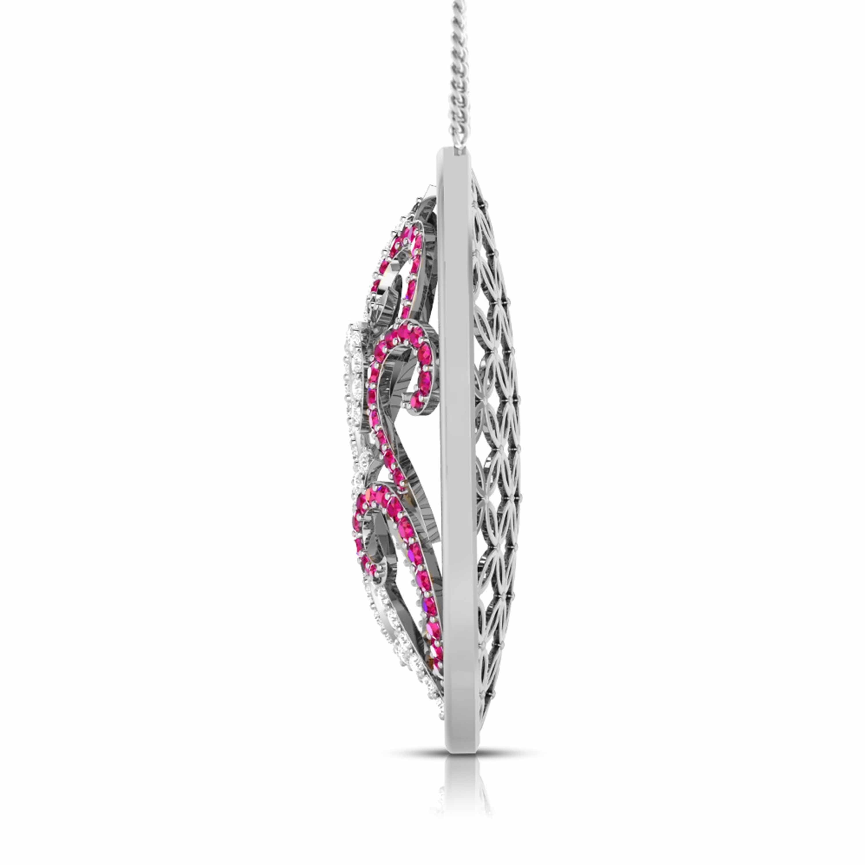 Platinum Diamond Pendant Set with Ruby JL PT PE NL8605R   Jewelove.US