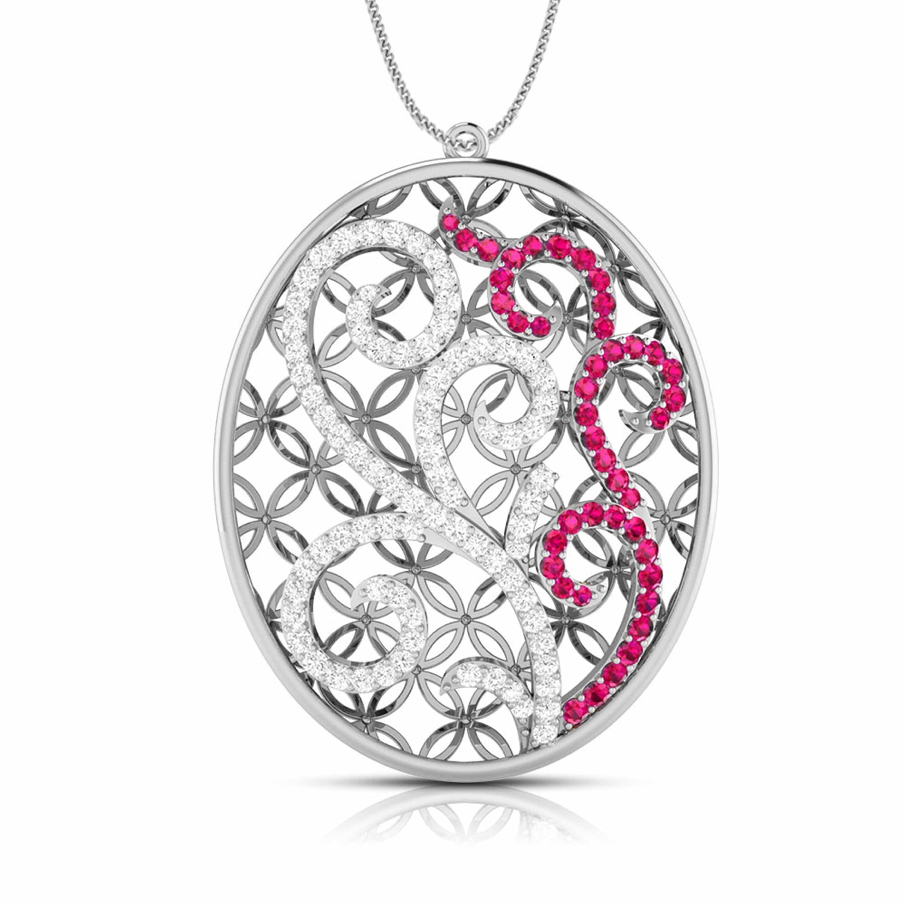 Platinum Diamond Pendant Set with Ruby JL PT PE NL8605R  Pendant-only Jewelove.US