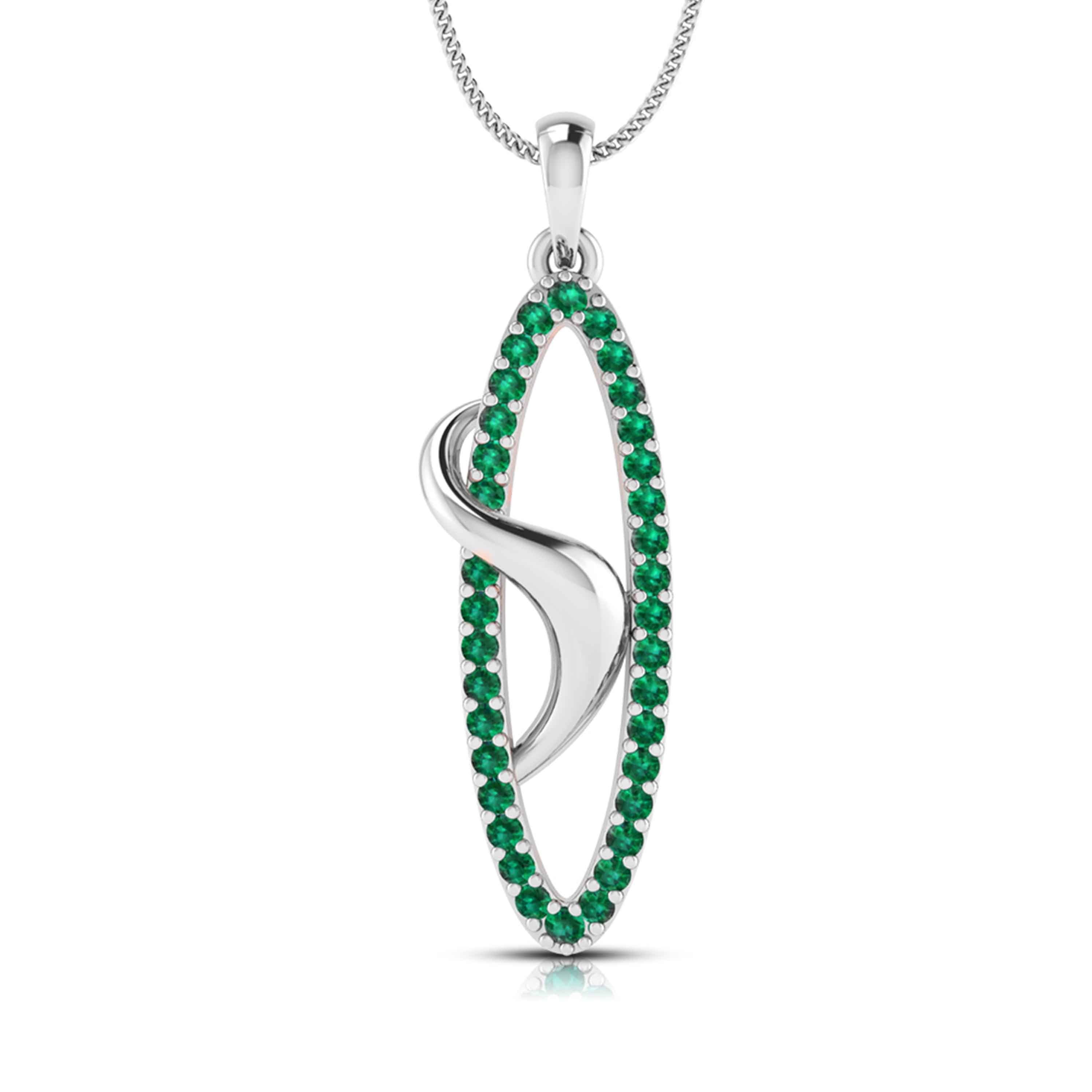 Platinum Pendant for Women JL PT P NL8654  Green Jewelove.US