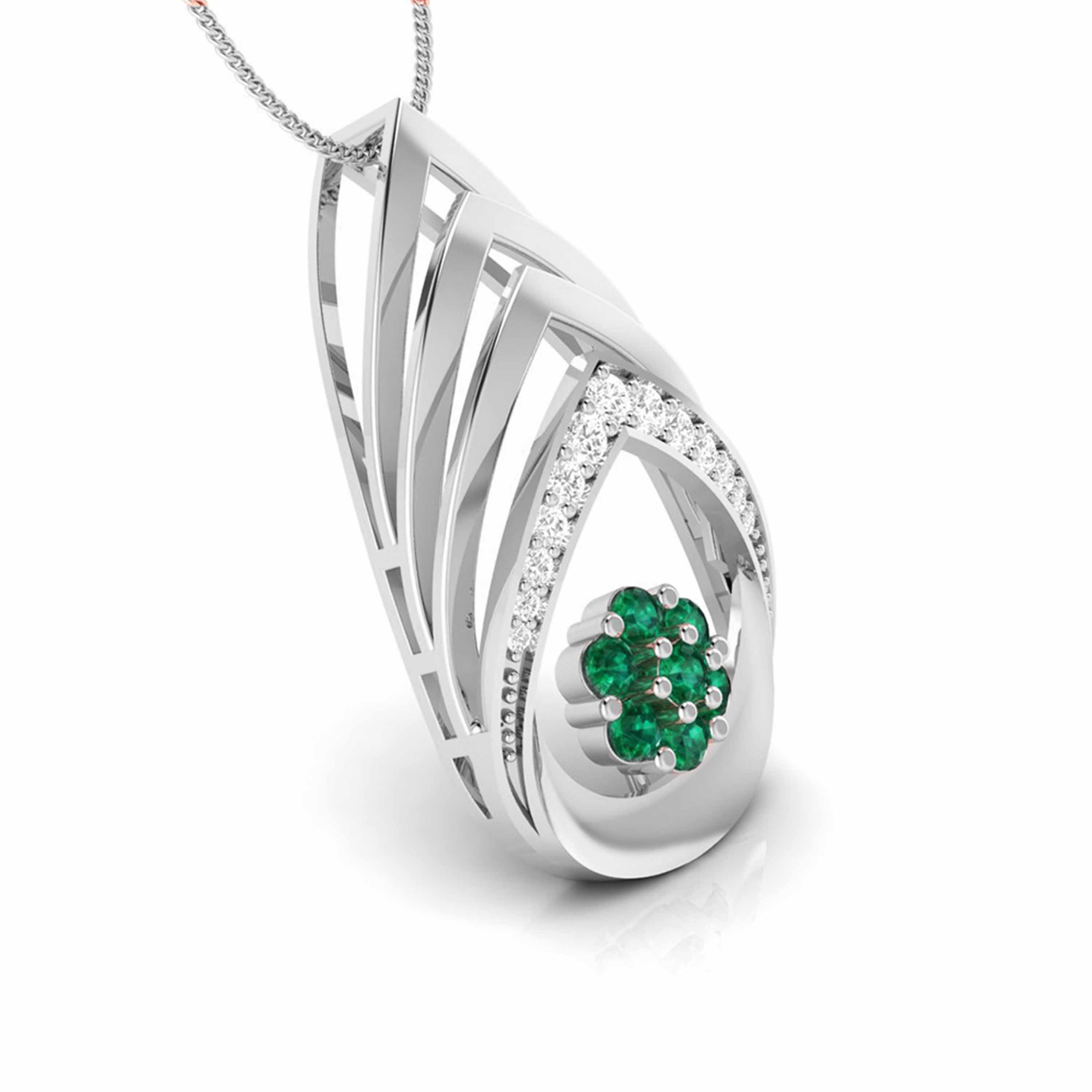 Platinum Diamond Pendant Emerald for Women JL PT P NL8657   Jewelove.US