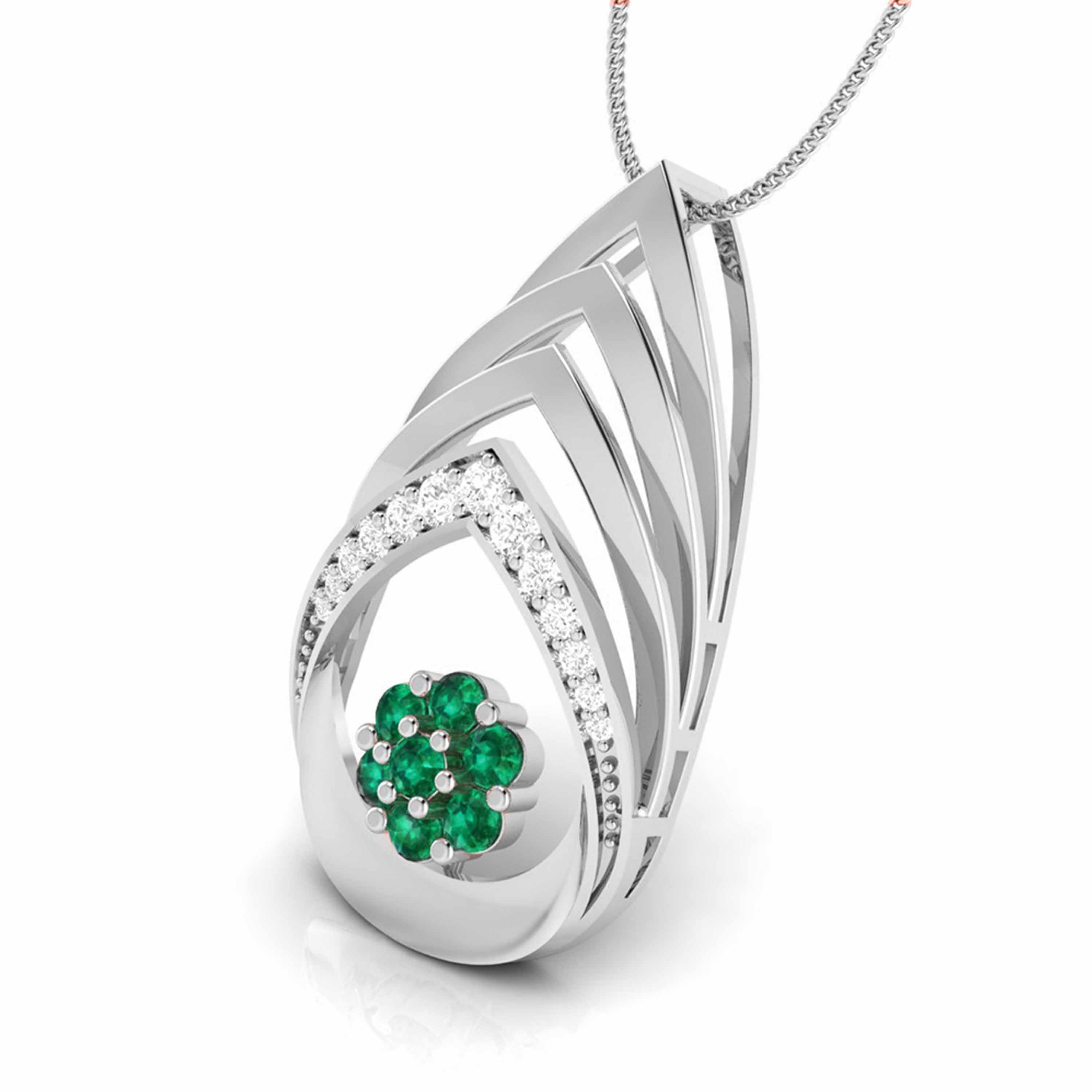 Platinum Diamond Pendant Emerald for Women JL PT P NL8657   Jewelove.US