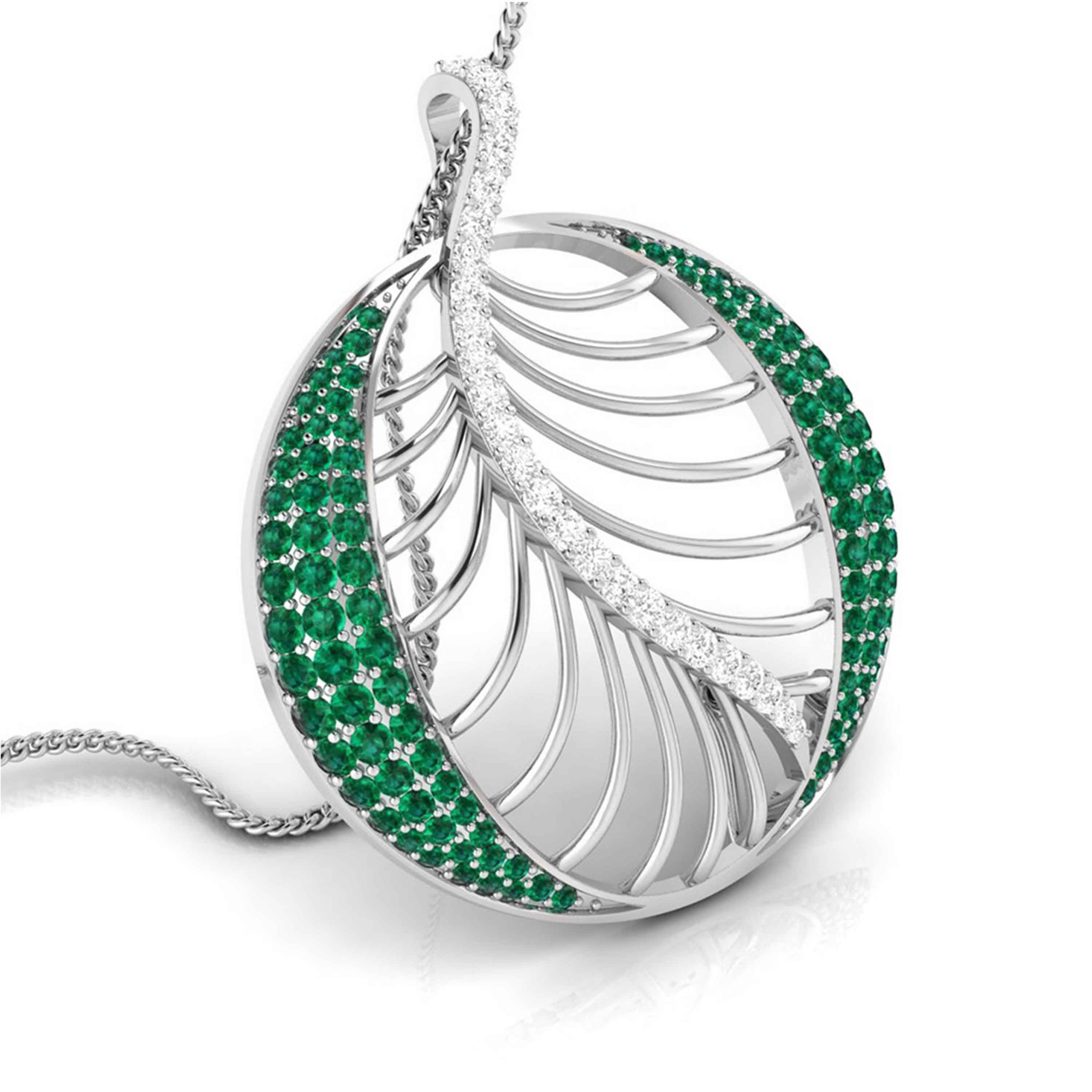 Platinum Diamond Pendant Emerald for Women JL PT P NL8661   Jewelove.US