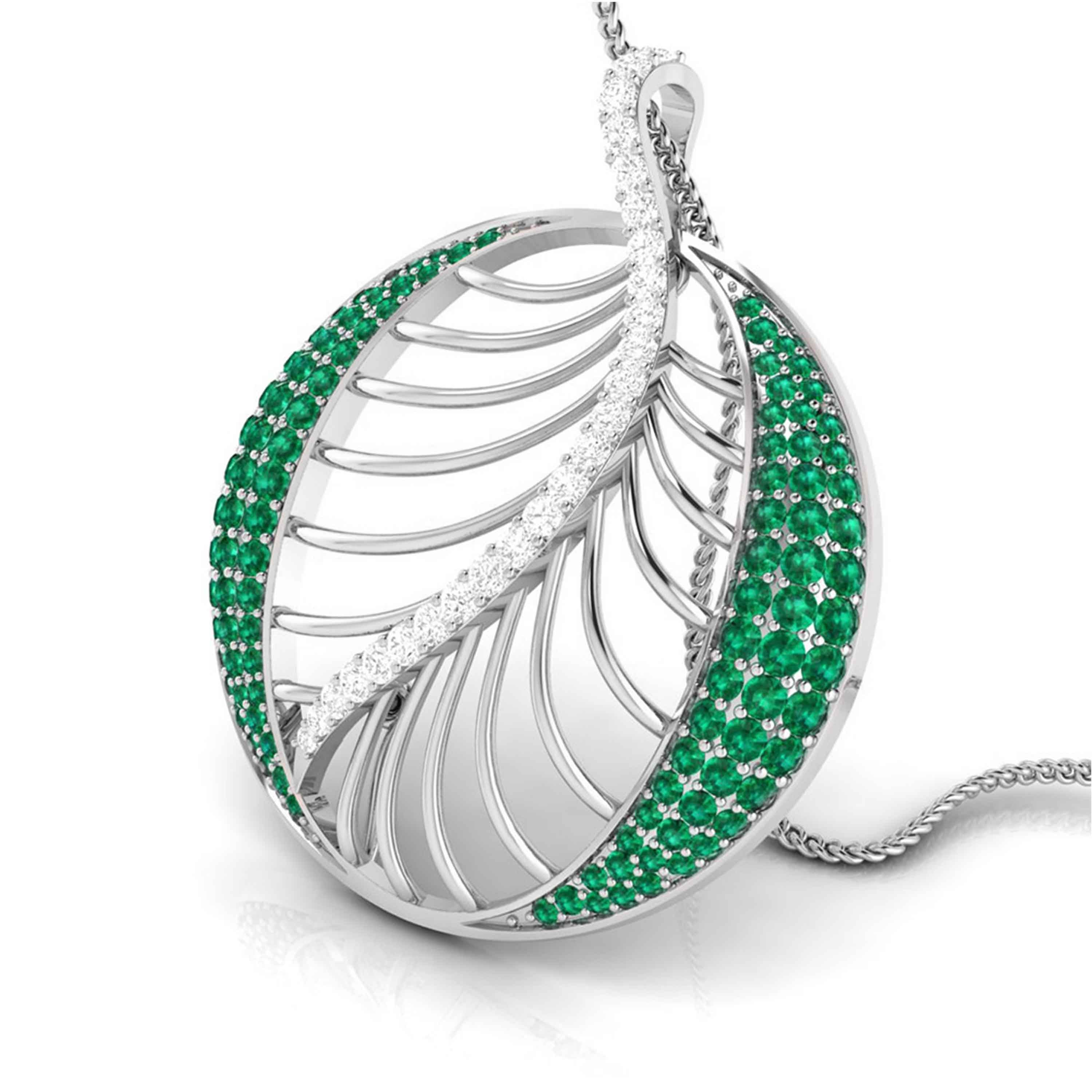 Platinum Diamond Pendant Emerald for Women JL PT P NL8661