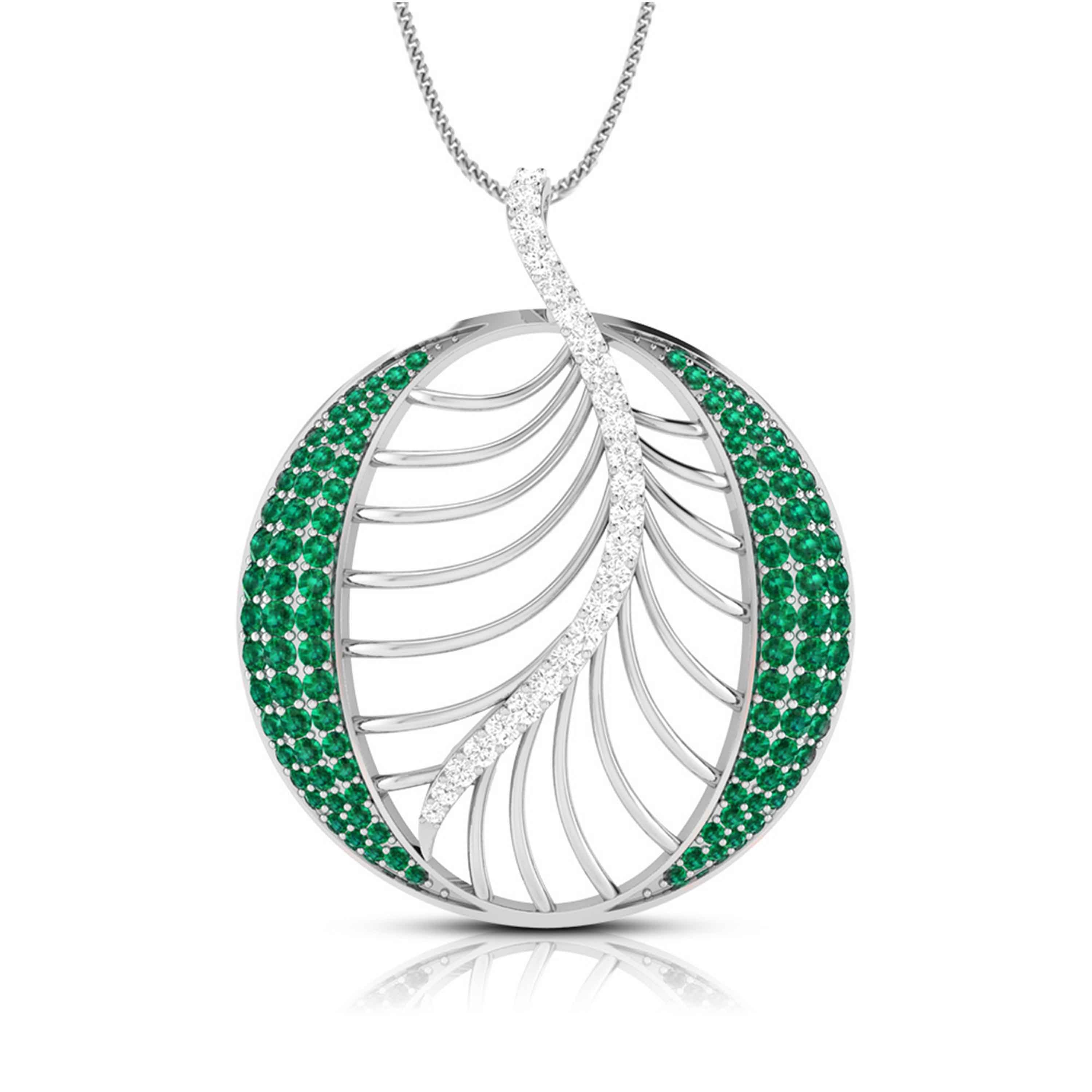 Platinum Diamond Pendant Emerald for Women JL PT P NL8661  Green Jewelove.US