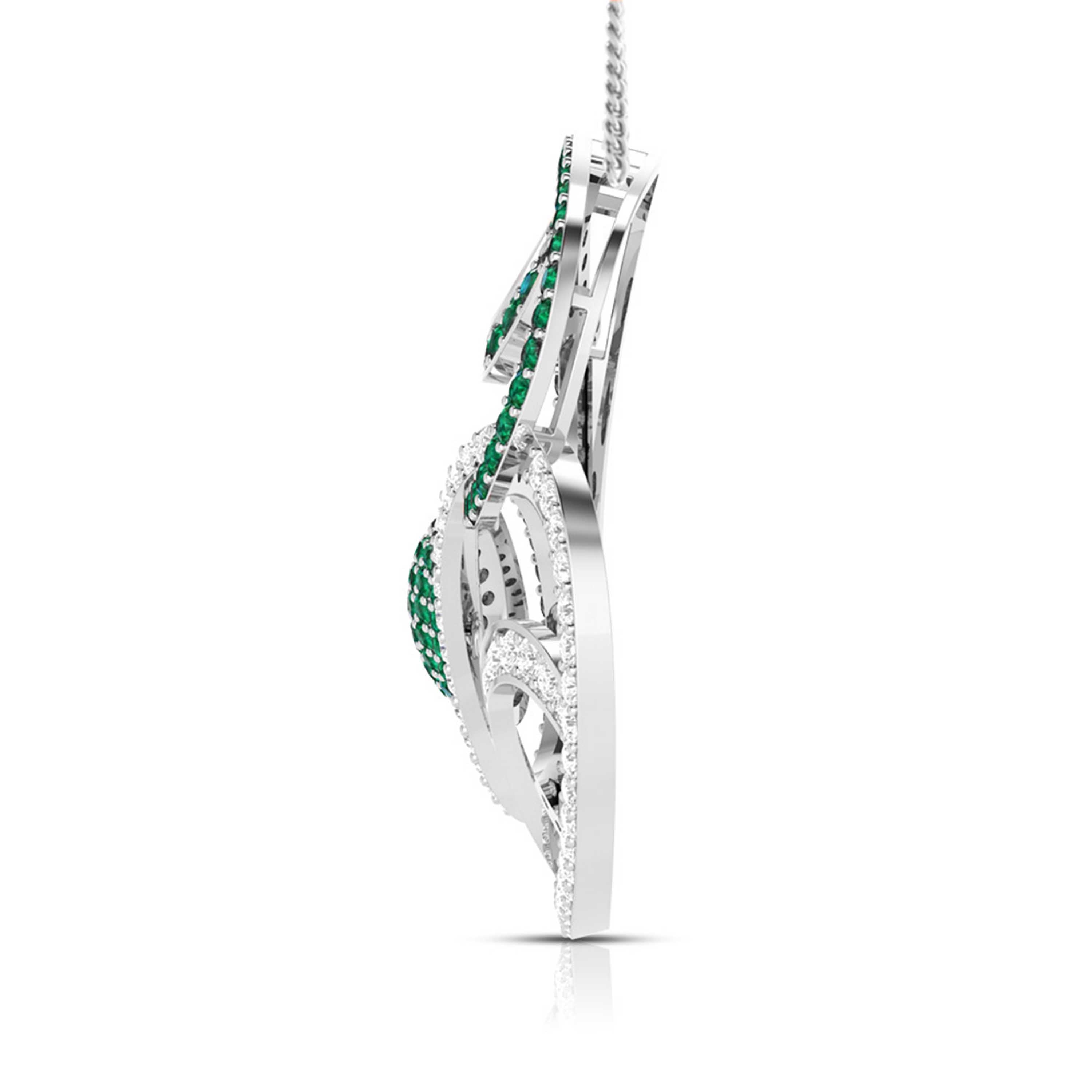 Platinum Diamond Pendant Emerald for Women JL PT P NL8662