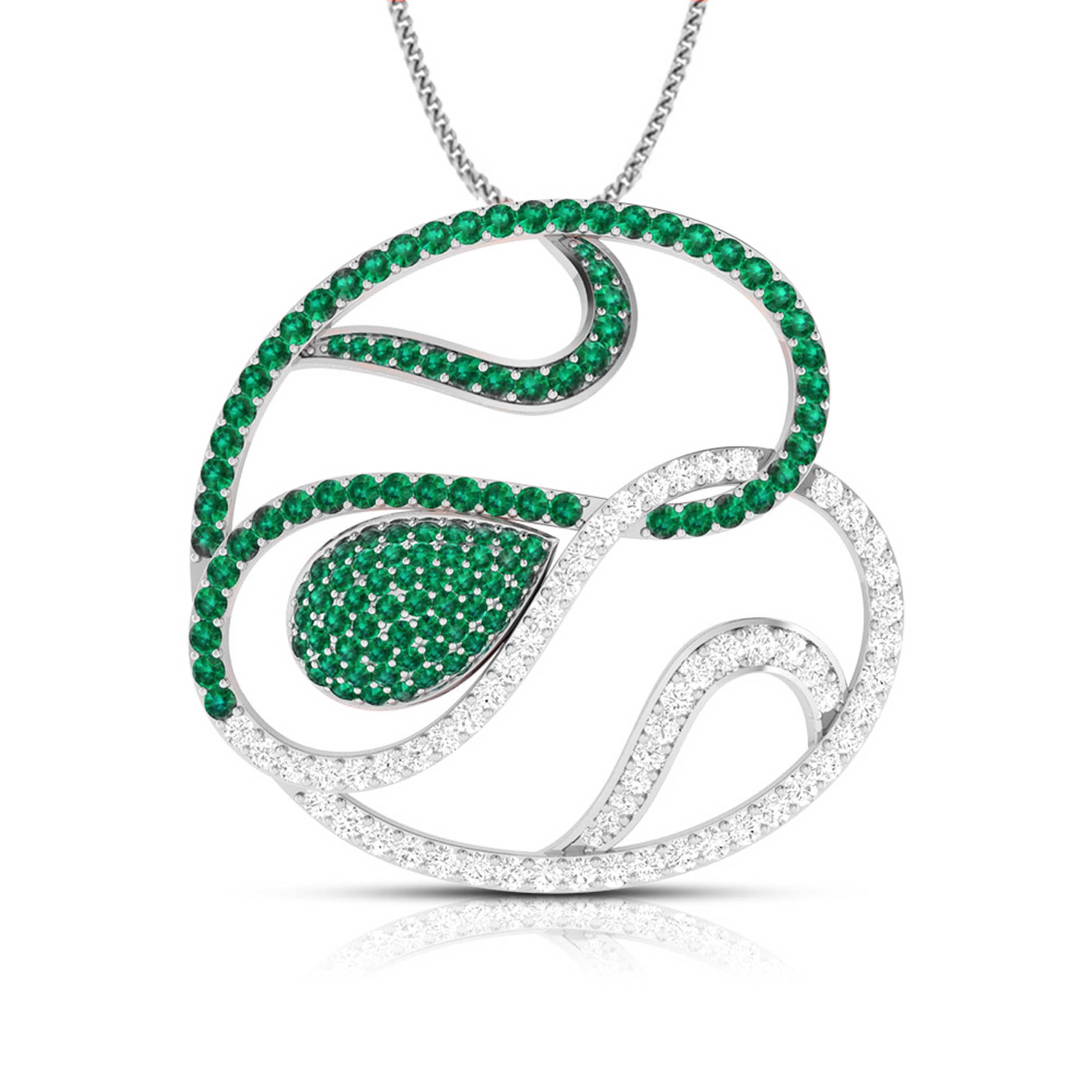 Platinum Diamond Pendant Emerald for Women JL PT P NL8662   Jewelove.US