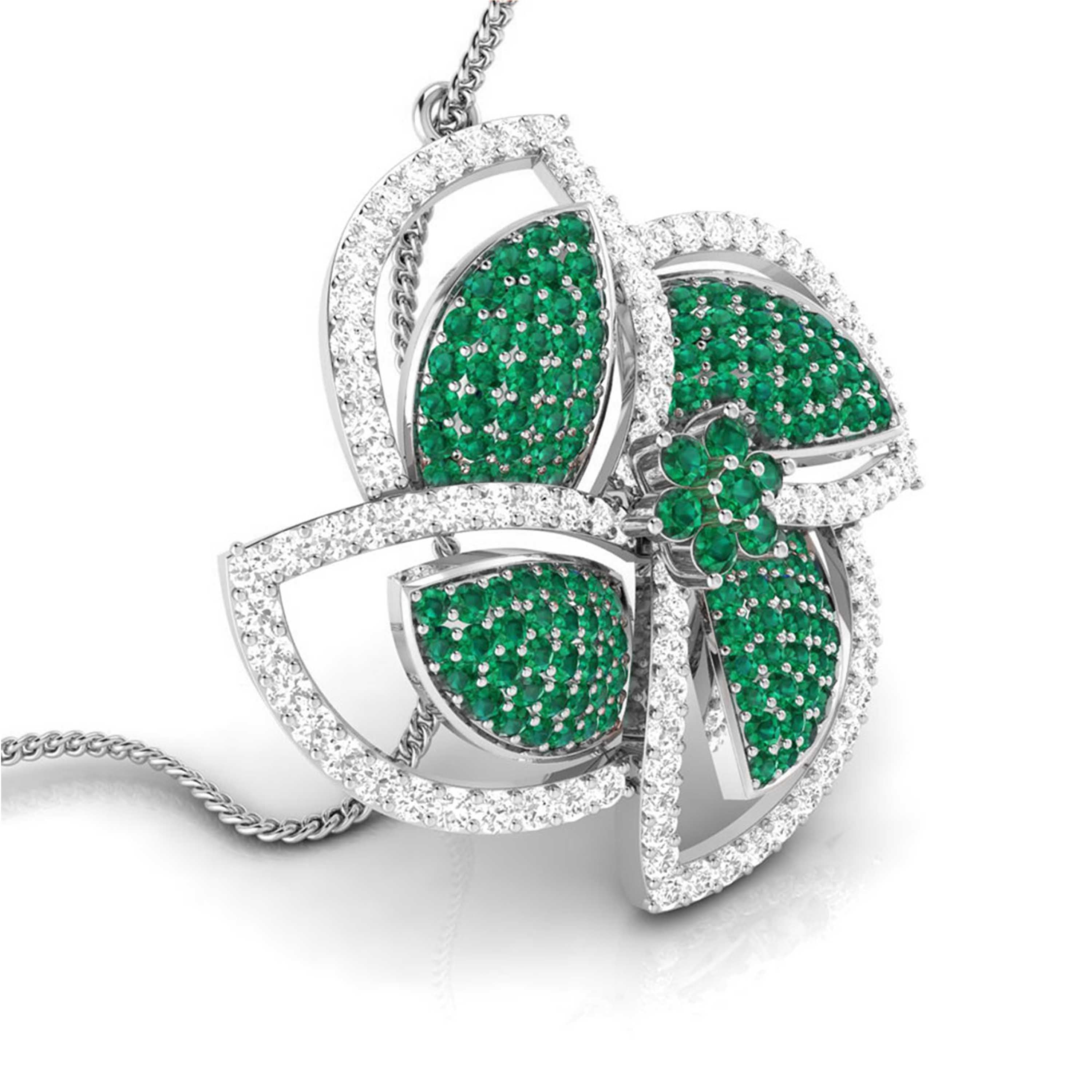 Platinum Diamond Pendant Emerald for Women JL PT P NL8663   Jewelove.US