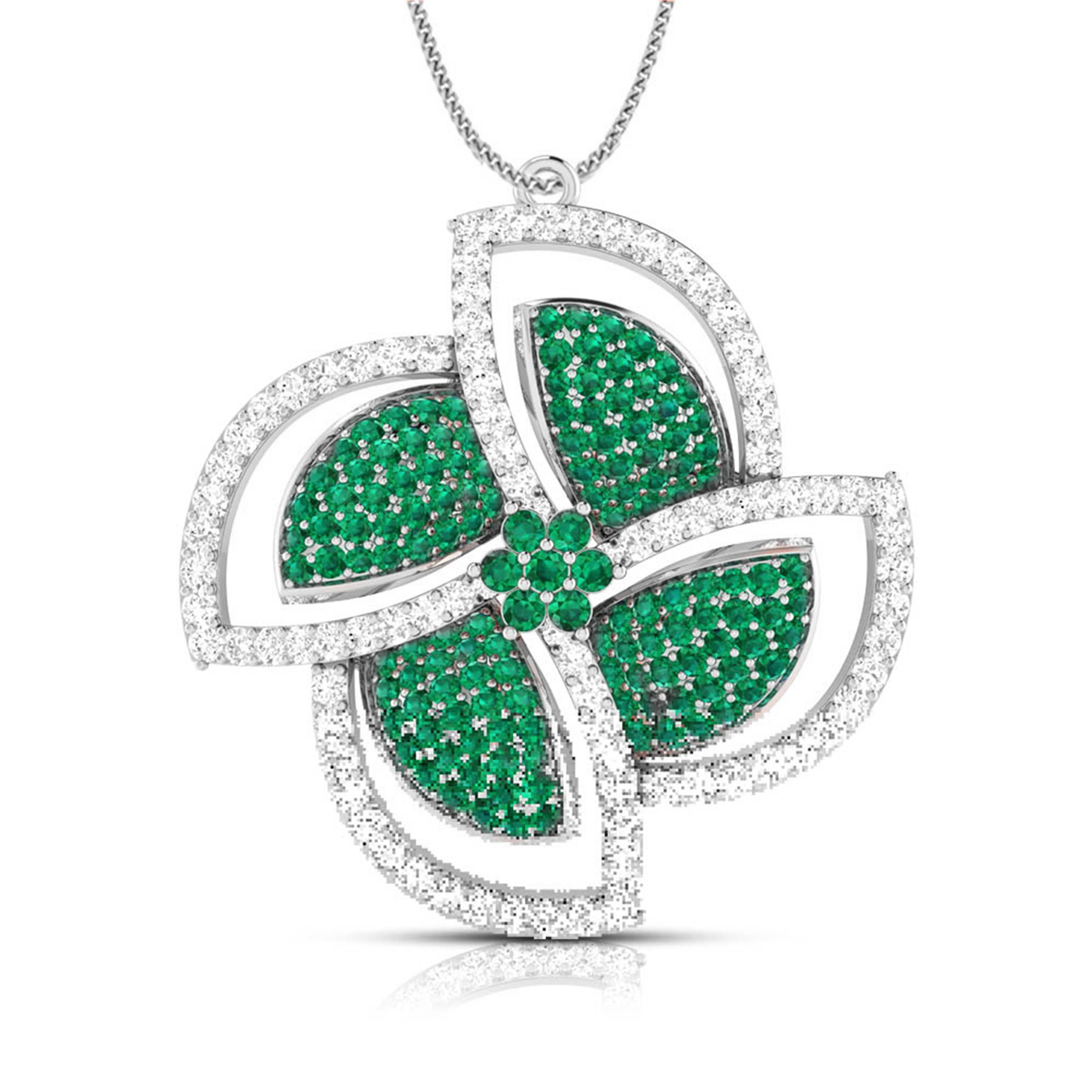 Platinum Diamond Pendant Emerald for Women JL PT P NL8663