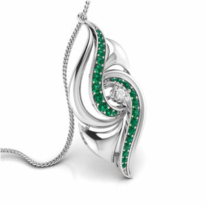 Platinum Diamond Pendant with Emerald for Women JL PT P NL8674
