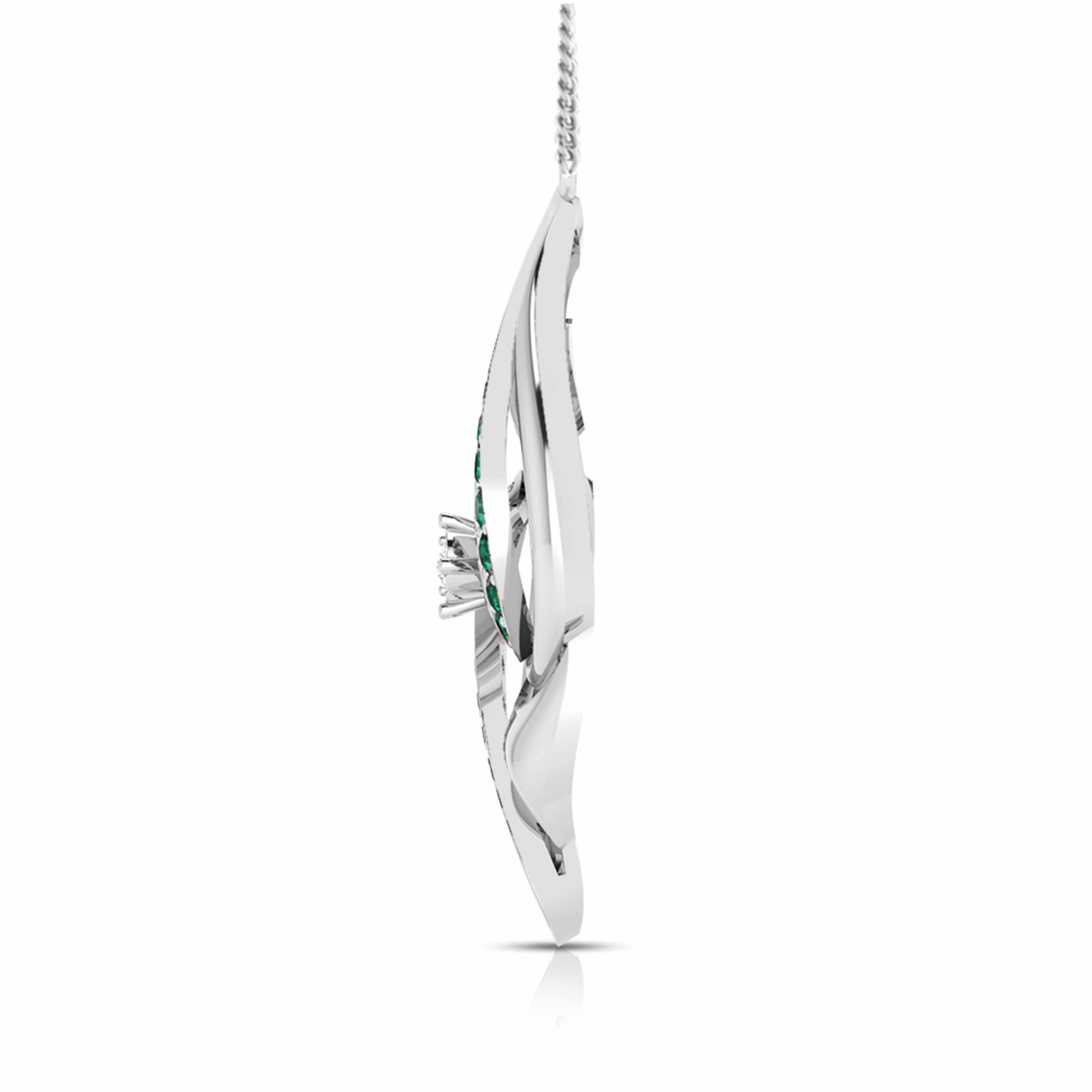 Platinum Diamond Pendant with Emerald for Women JL PT P NL8674