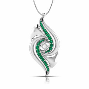 Platinum Diamond Pendant with Emerald for Women JL PT P NL8674  Green Jewelove.US