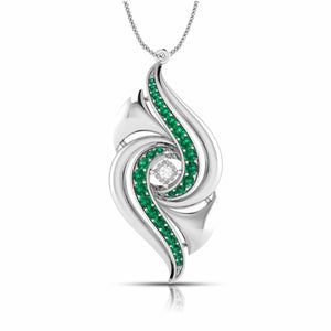Platinum Diamond Pendant with Emerald for Women JL PT P NL8674
