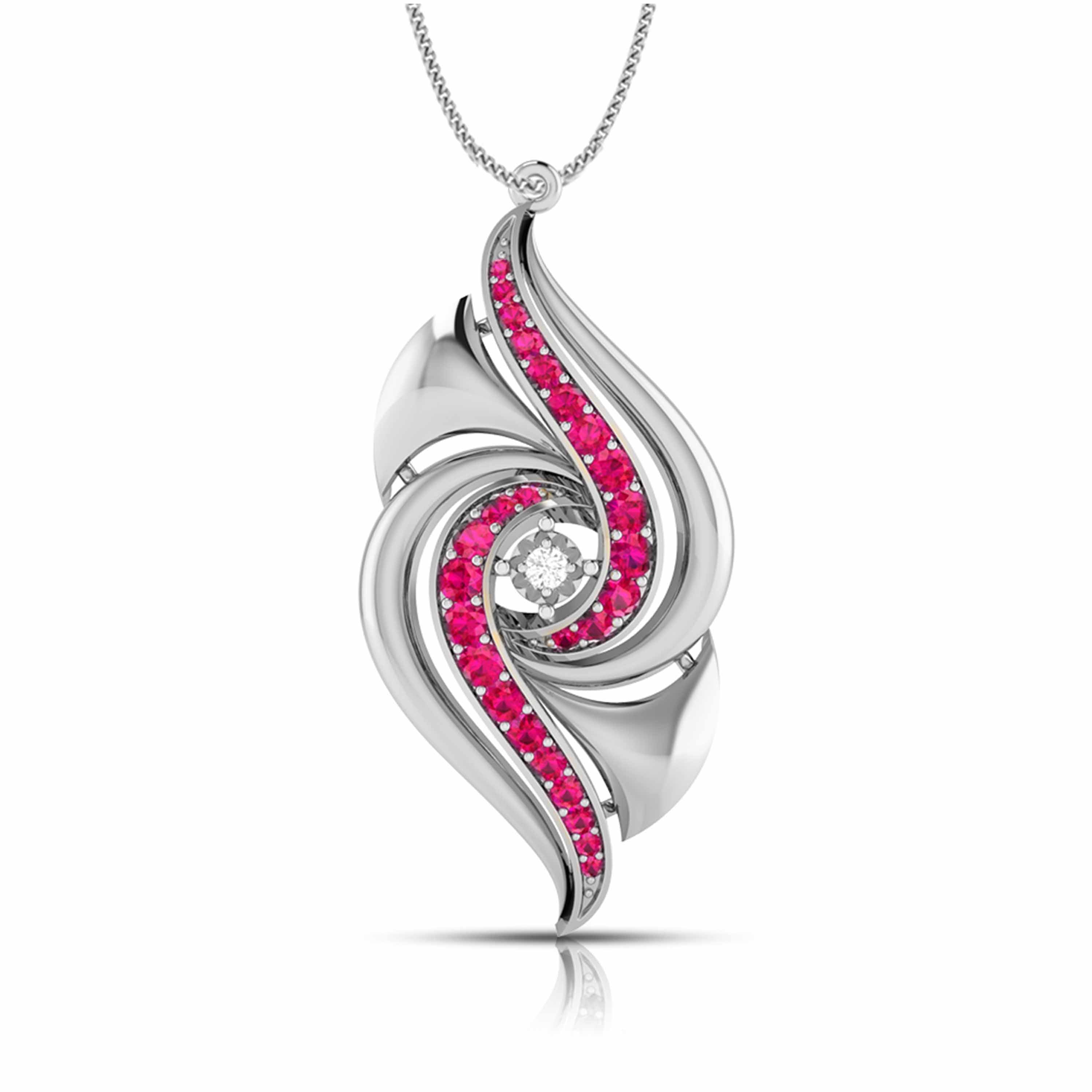 Platinum Diamond Pendant with Emerald for Women JL PT P NL8674
