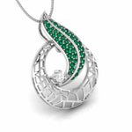 Load image into Gallery viewer, Platinum Diamond Pendant with Emerald for Women JL PT P NL8676
