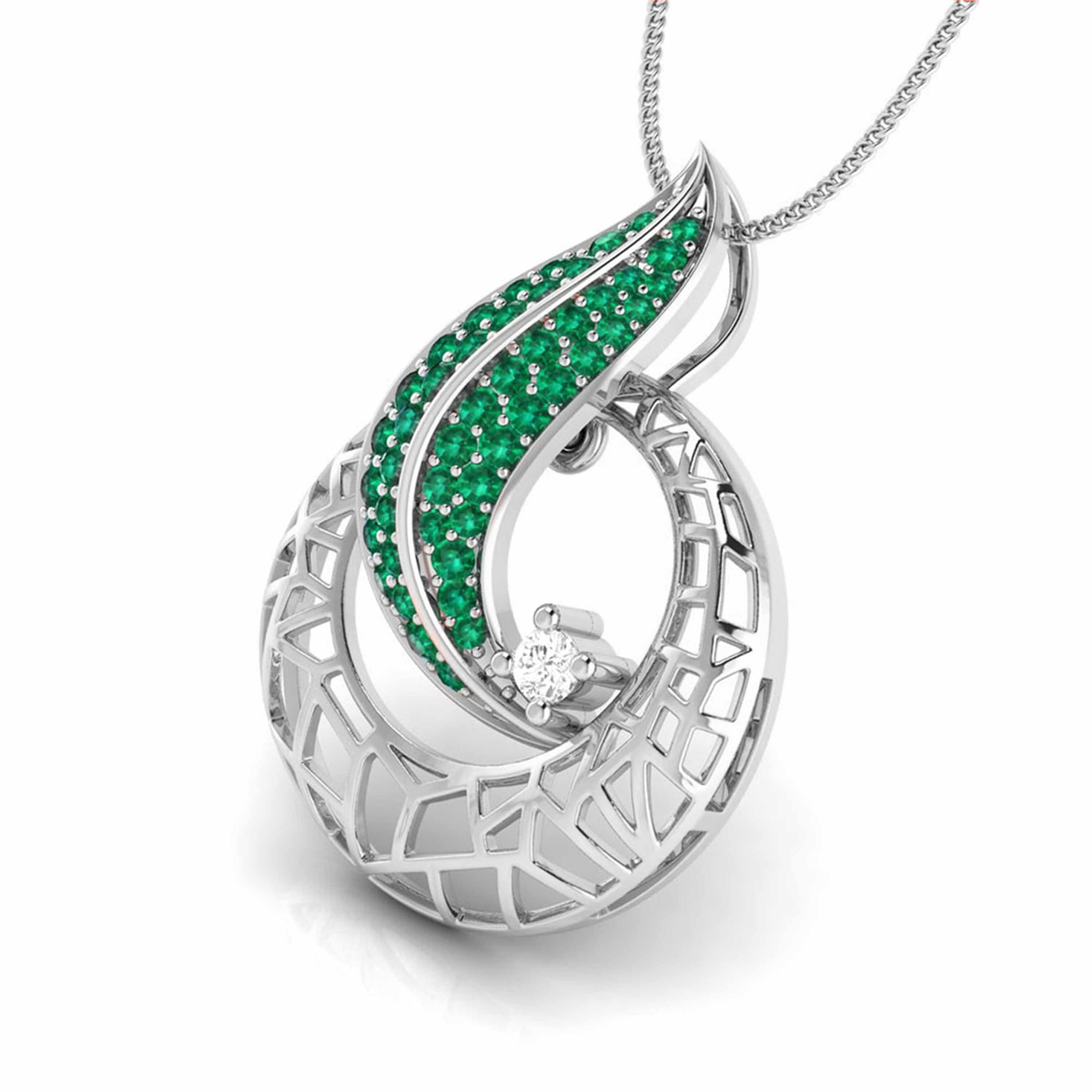 Platinum Diamond Pendant with Emerald for Women JL PT P NL8676   Jewelove.US