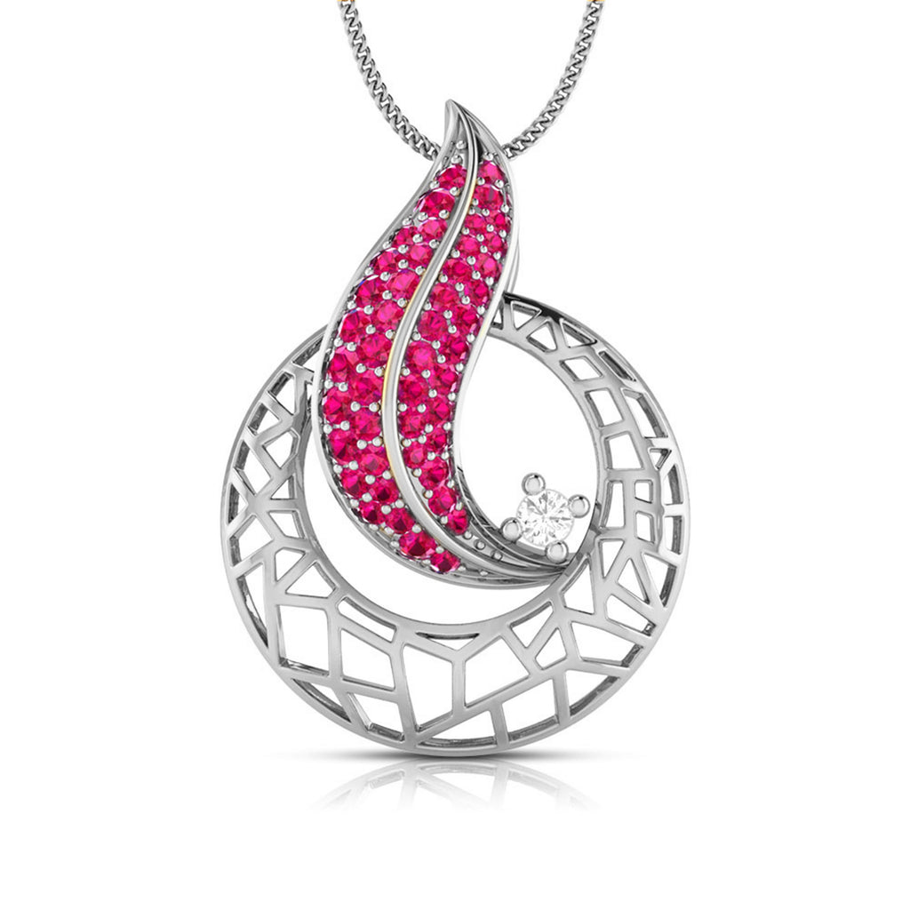 Platinum Diamond Pendant with Emerald for Women JL PT P NL8676  Red Jewelove.US