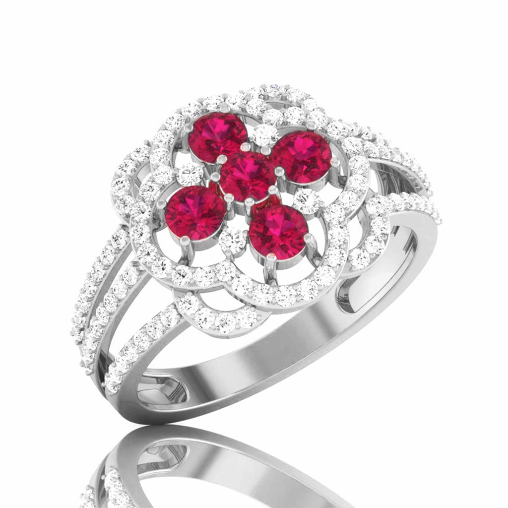 Designer Platinum Diamond Ruby Engagement Ring JL PT R8116   Jewelove