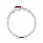 Load image into Gallery viewer, Platinum Heart Cut Ruby Diamond Ring for Women JL PT R8119
