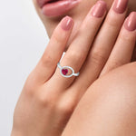 Load image into Gallery viewer, Platinum Heart Cut Ruby Diamond Ring for Women JL PT R8119
