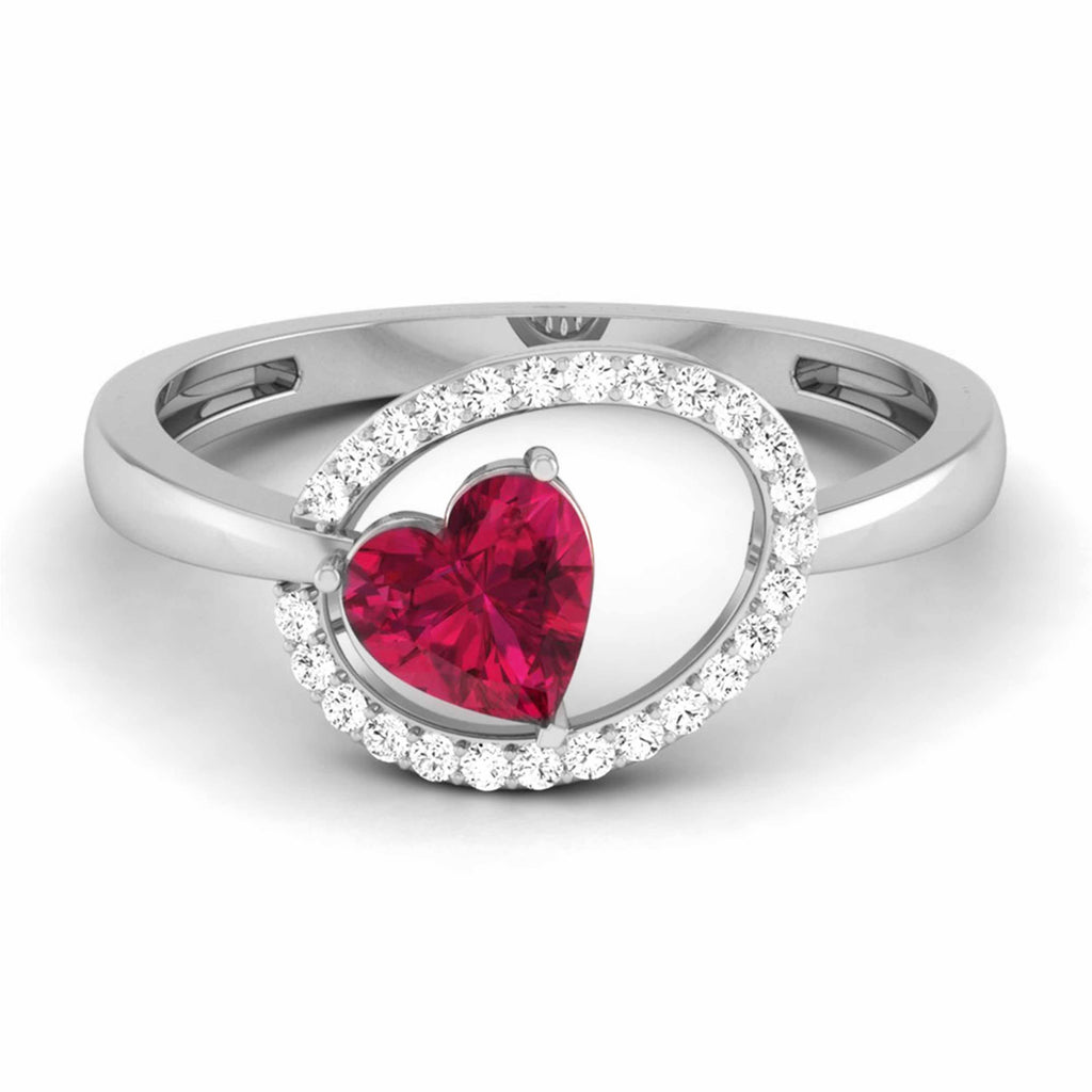 Platinum Heart Cut Ruby Diamond Ring for Women JL PT R8119   Jewelove.US