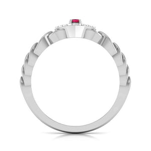 0.20cts. Pear Ruby Platinum Diamond Heart Ring JL PT R8156   Jewelove.US