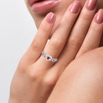 Load image into Gallery viewer, 0.20cts. Pear Ruby Platinum Diamond Heart Ring JL PT R8156   Jewelove.US
